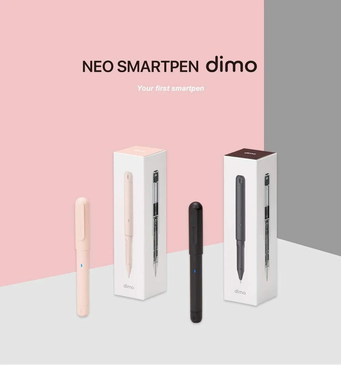 خودکار دیجیتال بی سیم NeoLab SMARTPEN dimo با حافظه داخلی 2 مگابایتی - سازگار با تلفن های هوشمند و تبلت های iOS/Android، برنامه Neo Studio، برنامه Paper Tube و نوت بوک های Neo (صورتی)، (NWP-F30-NC-PK-G)