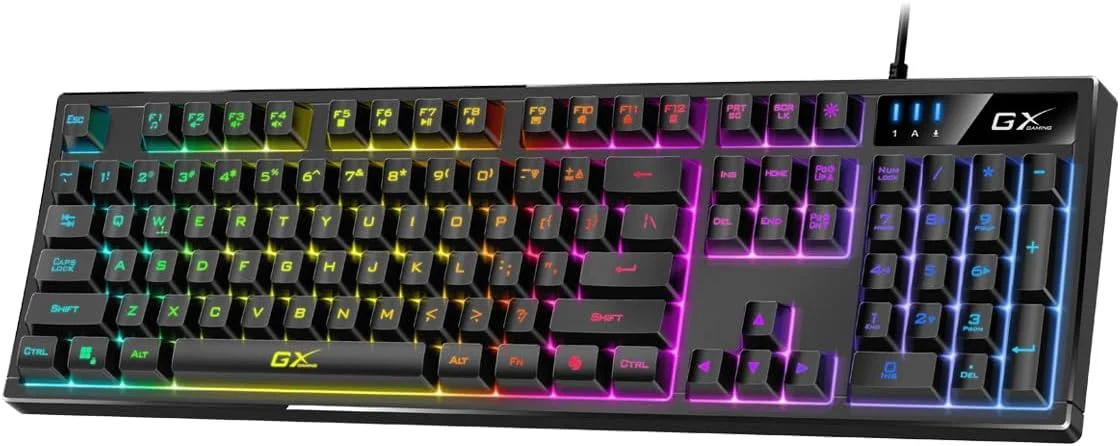 کیبورد گیمینگ Genius Scorpion K7 RGB با نورپردازی، انگلیسی/عربی، USB