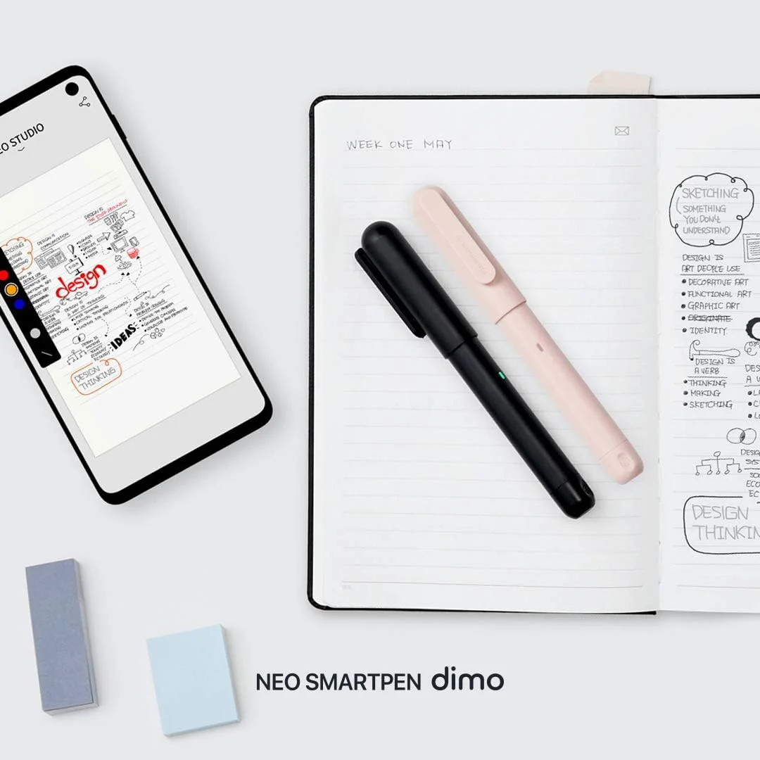 خودکار دیجیتال بی سیم NeoLab SMARTPEN dimo با حافظه داخلی 2 مگابایتی - سازگار با تلفن های هوشمند و تبلت های iOS/Android، برنامه Neo Studio، برنامه Paper Tube و نوت بوک های Neo (صورتی)، (NWP-F30-NC-PK-G)
