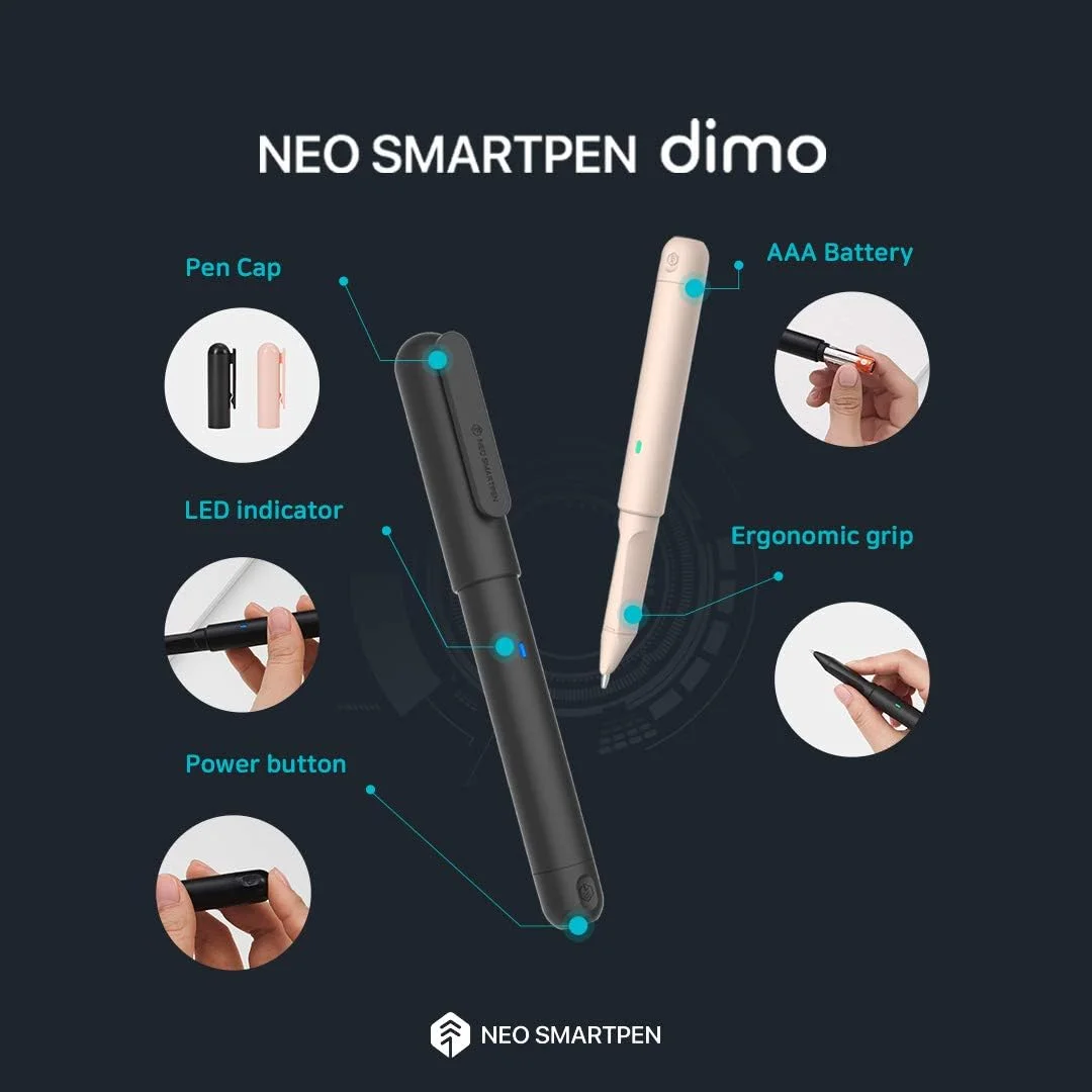 خودکار دیجیتال بی سیم NeoLab SMARTPEN dimo با حافظه داخلی 2 مگابایتی - سازگار با تلفن های هوشمند و تبلت های iOS/Android، برنامه Neo Studio، برنامه Paper Tube و نوت بوک های Neo (صورتی)، (NWP-F30-NC-PK-G)