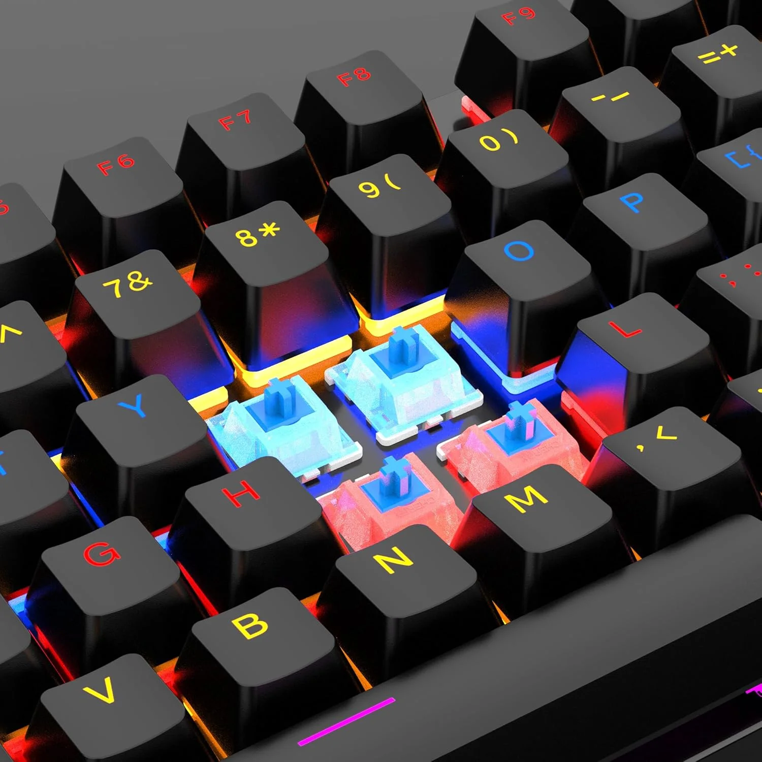 کیبورد گیمینگ مکانیکی سیم دار با سوئیچ آبی - کیبورد مکانیکی 104 کلید RGB با نور پس زمینه USB از WEETOTUNG - برای بازی های رایانه ای و کار اداری (مشکی)