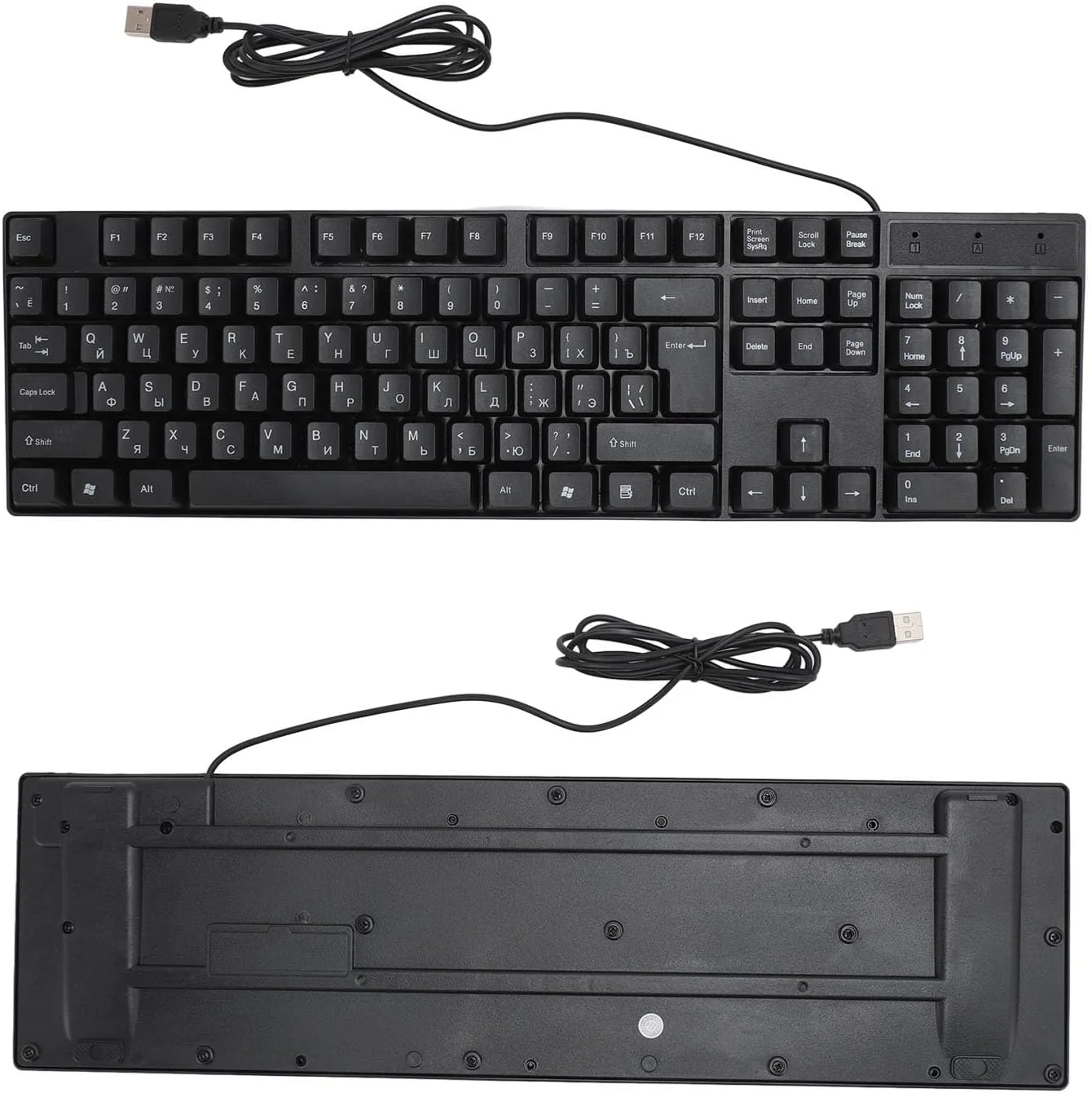 کیبورد زبان های خارجی gernie، مدل K1800، دارای 104 کلید، کابل USB سیمی 1.5 متری، روسی، فرانسوی، انگلیسی، اسپانیایی، اتصال آسان، کیبورد گیمینگ ارگونومیک برای کامپیوتر، جنس (روسی)