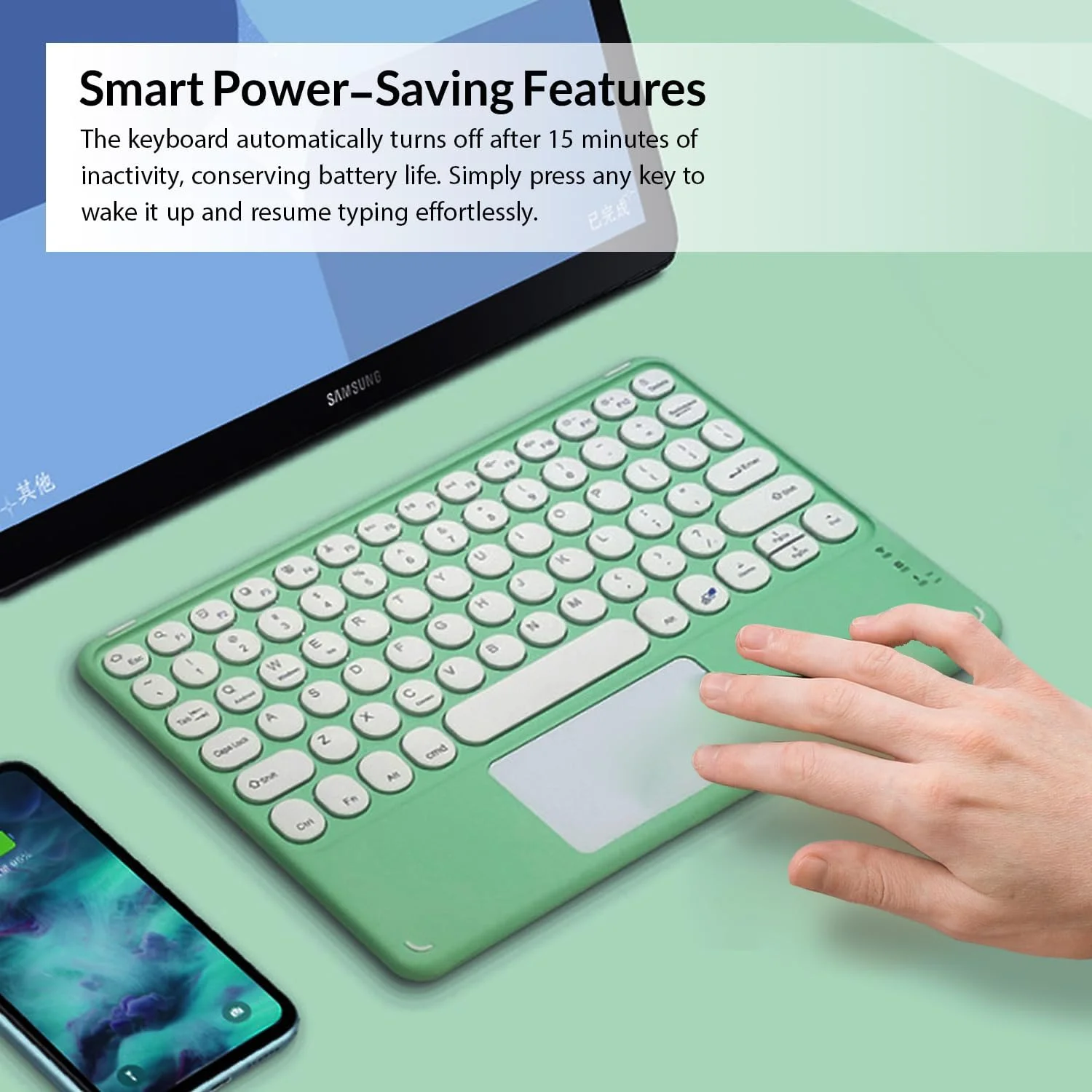 کیبورد بلوتوثی بی سیم قابل شارژ LEVADA PLUS، دارای تاچ پد، کیبورد قابل حمل جهانی، مناسب برای iOS، اندروید، ویندوز، آیپد، آیفون، تبلت ها، تلفن های هوشمند، کامپیوتر، مک بوک (مشکی)