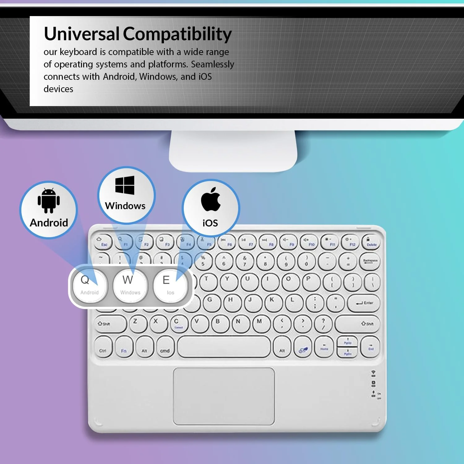کیبورد بلوتوثی بی سیم قابل شارژ LEVADA PLUS، دارای تاچ پد، کیبورد قابل حمل جهانی، مناسب برای iOS، اندروید، ویندوز، آیپد، آیفون، تبلت ها، تلفن های هوشمند، کامپیوتر، مک بوک (مشکی)