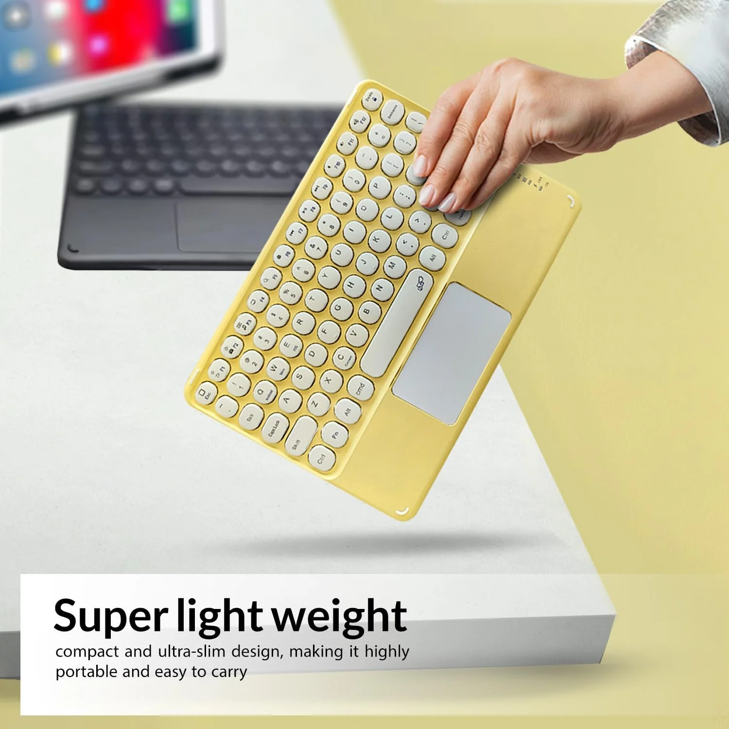 کیبورد بلوتوثی بی سیم قابل شارژ LEVADA PLUS، دارای تاچ پد، کیبورد قابل حمل جهانی، مناسب برای iOS، اندروید، ویندوز، آیپد، آیفون، تبلت ها، تلفن های هوشمند، کامپیوتر، مک بوک (مشکی)