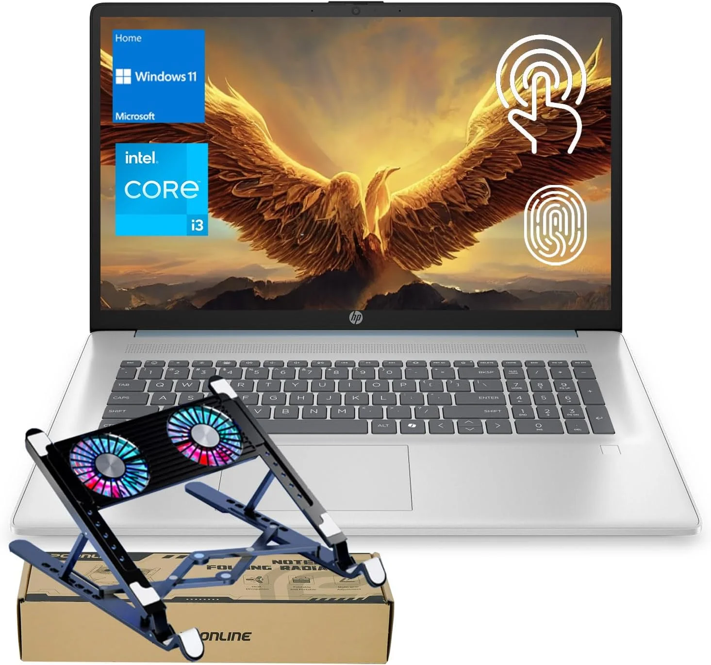 لپ تاپ HP 17، صفحه نمایش 17.3 اینچی HD+، پردازنده نسل 11 اینتل Core i3-1125G4، رم 16 گیگابایتی، SSD 512 گیگابایتی، Wi-Fi، HDMI، وب کم، ویندوز 11 هوم، نقره ای