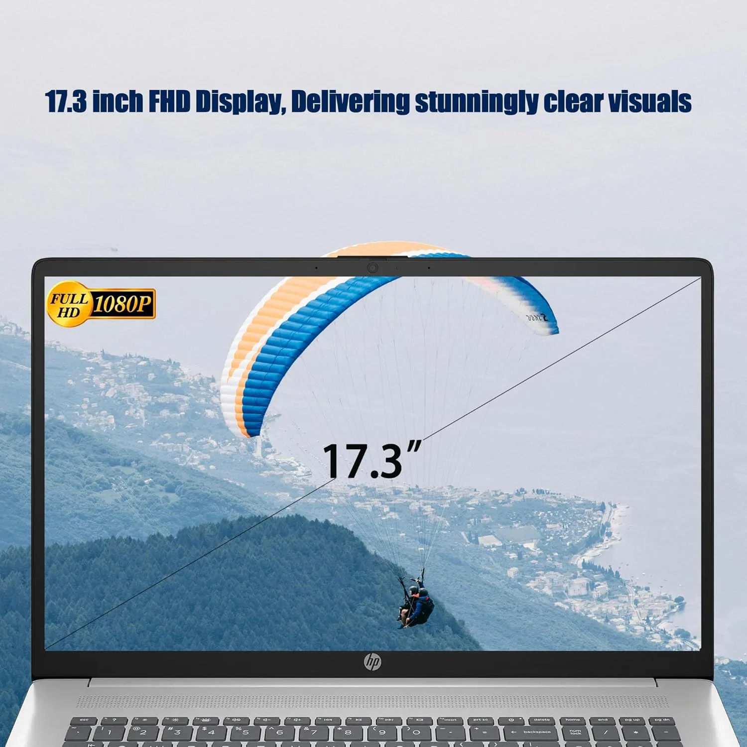 لپ تاپ HP 17، صفحه نمایش 17.3 اینچی FHD، رم 32 گیگابایتی، SSD 1 ترابایتی، پردازنده AMD Ryzen 5 (بهتر از i7-1165G7، تا 4.3 گیگاهرتز)، وب کم، صفحه کلید عددی، عمر باتری طولانی، ویندوز