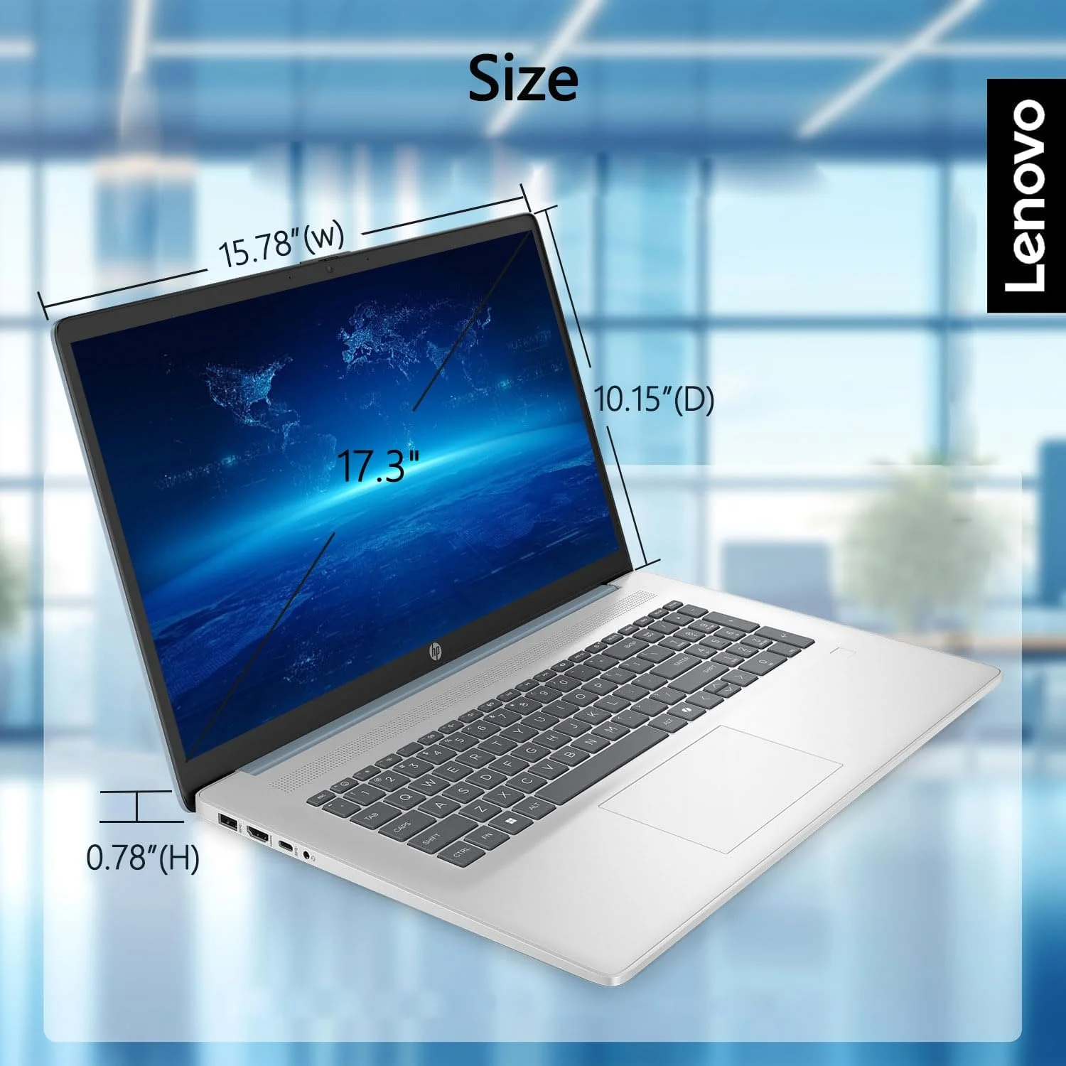 لپ تاپ HP 17، صفحه نمایش 17.3 اینچی HD+، پردازنده نسل 11 اینتل Core i3-1125G4، رم 16 گیگابایتی، SSD 512 گیگابایتی، Wi-Fi، HDMI، وب کم، ویندوز 11 هوم، نقره ای