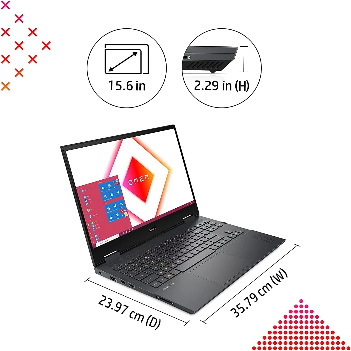 لپ تاپ گیمینگ HP OMEN 15 en1001ne، صفحه نمایش 15.6 اینچی FHD، پردازنده AMD Ryzen 7، رم 16 گیگابایتی، SSD 1 ترابایتی، گرافیک 6 گیگابایتی NVIDIA GeForce RTX 3060، ویندوز 10، صفحه کلید AR EN، نقره ای میکا 38U49EA، مشکی