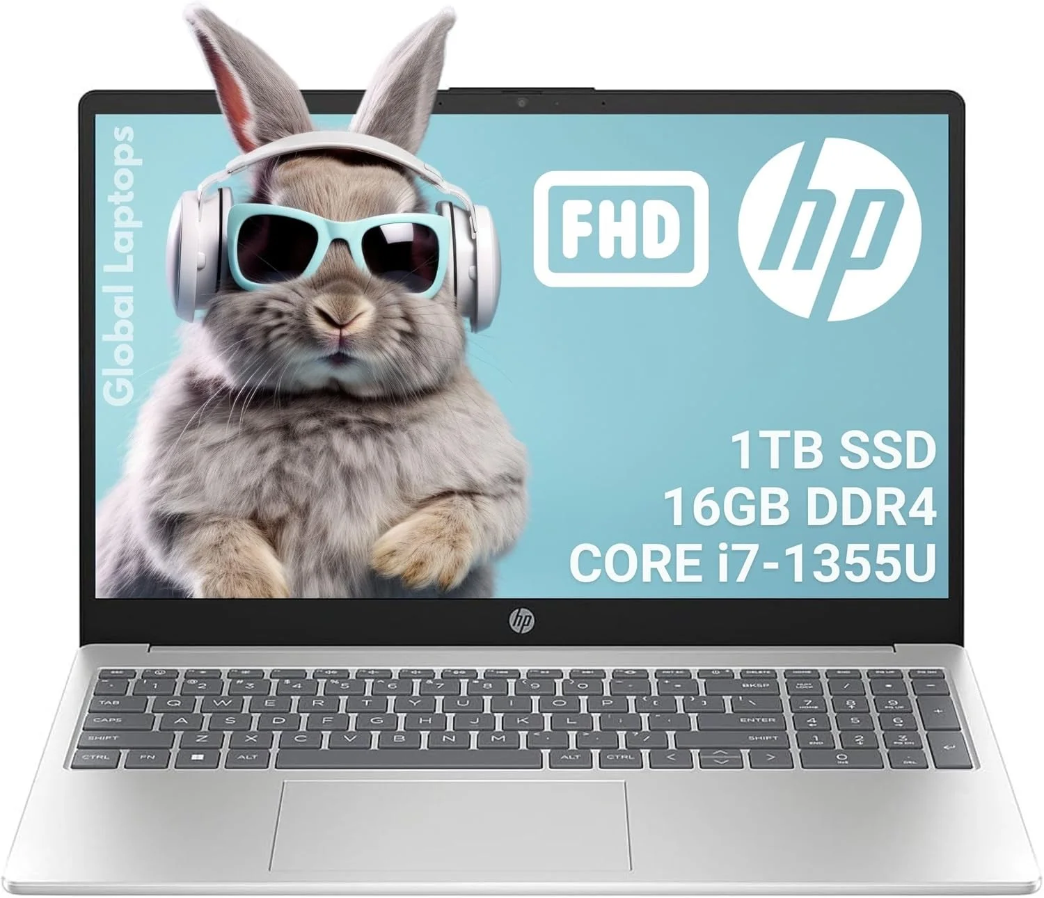 لپ تاپ 15.6 اینچی HP ویندوزی با صفحه نمایش IPS Micro-Edge Full HD ضد تابش نور، پردازنده Intel Core i7-1355U، رم 16 گیگابایتی، حافظه SSD 1 ترابایتی، ویندوز 11 هوم، نقره ای طبیعی، 15-fd0182wm