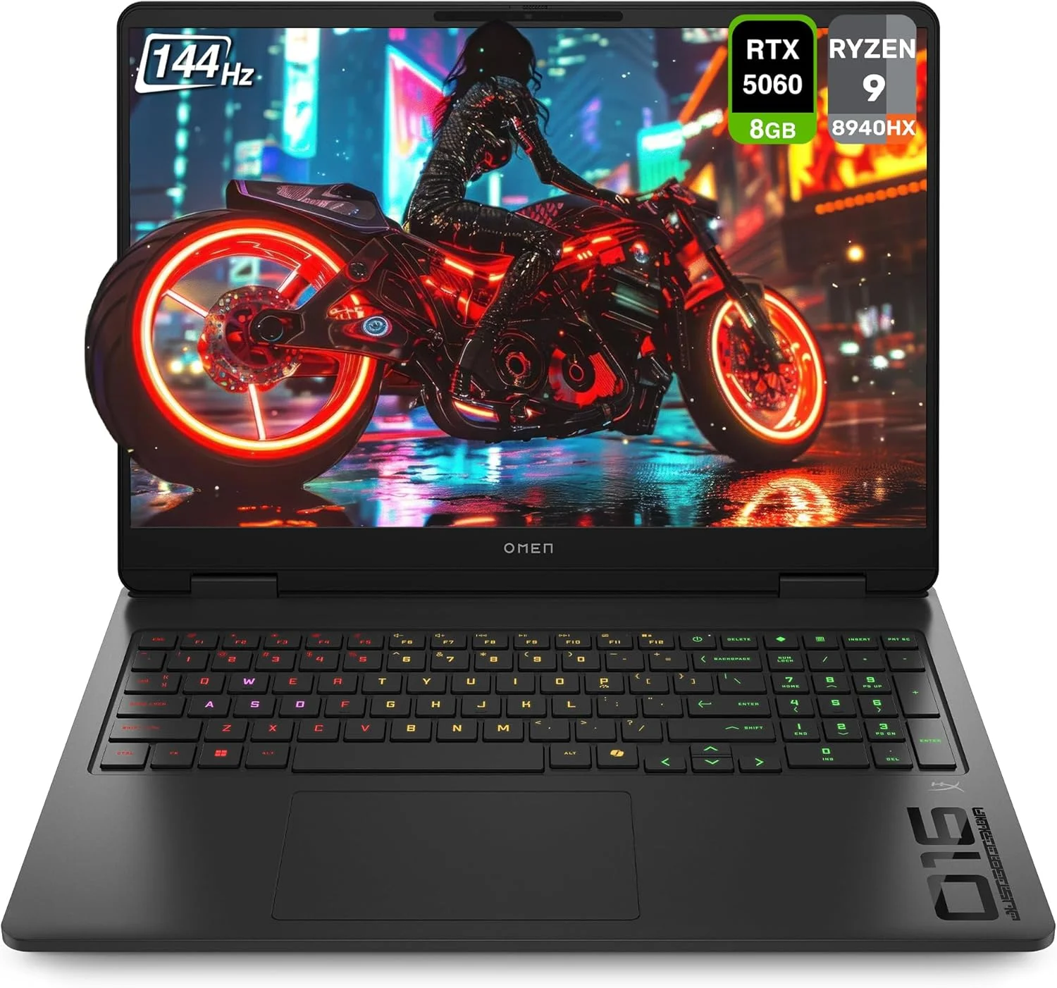 لپ تاپ گیمینگ HP OMEN، AMD Ryzen 9-8940HX، رم 32 گیگابایتی DDR5، SSD PCIe 1 ترابایتی، نمایشگر 16 اینچی 2K (1920x1200) 144 هرتز، Nvidia G-Force RTX 5060، کیبورد با نور پس زمینه، W11 Home، مشکی سایه