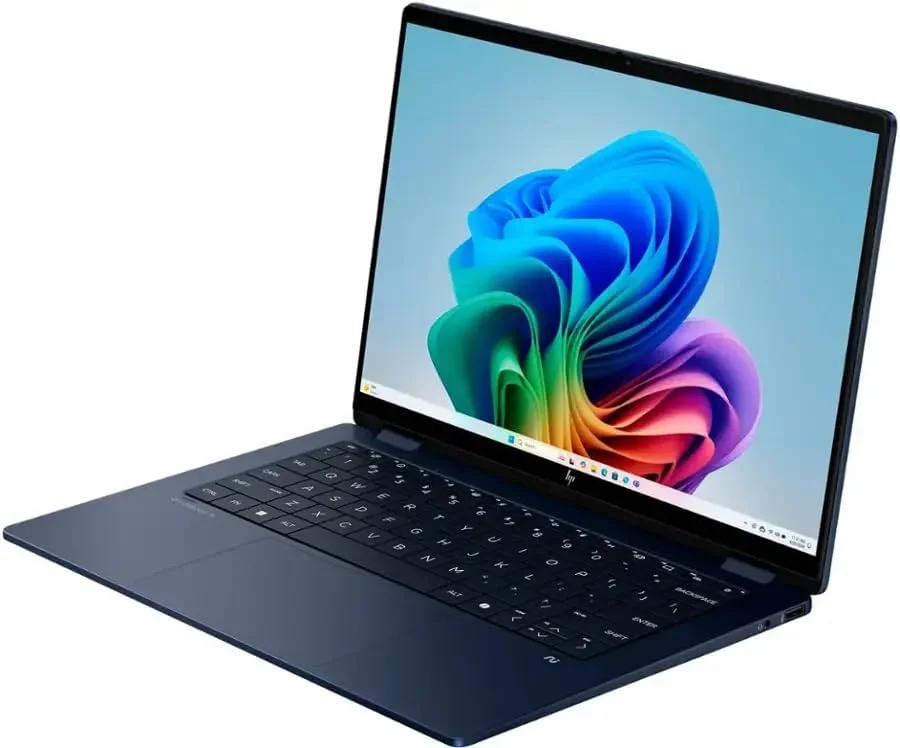 لپ تاپ HP OmniBook X Flip 14 Ai، صفحه نمایش لمسی 14 اینچی 2K IPS، پردازنده Intel Core Ultra 7 256V، رم 16 گیگابایتی LPDDR5x، حافظه SSD 1 ترابایتی، کارت گرافیک Intel Arc 140V 8GB، کامپیوتر هوش مصنوعی نسل بعدی Copilot+، صفحه کلید با نور پس زمینه، ویندوز 11، آبی