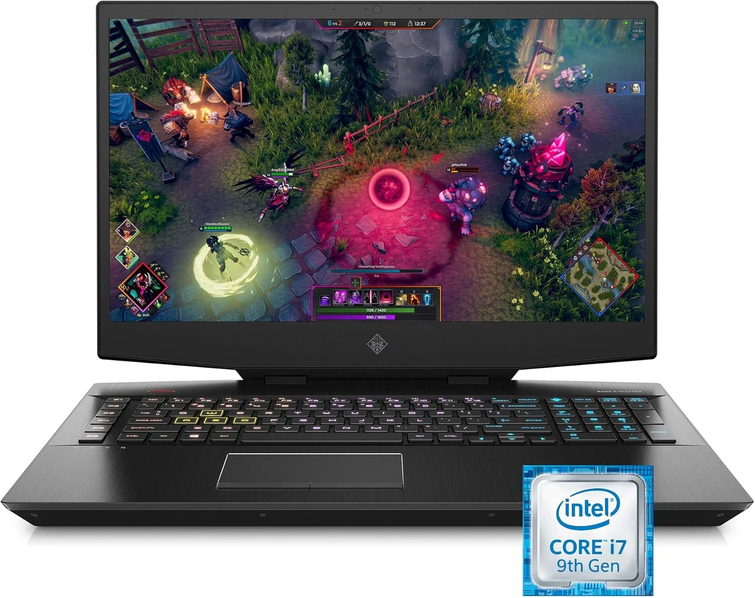 لپ تاپ گیمینگ 17 اینچی OMEN HP 2019، پردازنده Intel i7-9750H، کارت گرافیک NVIDIA GeForce RTX 2070 (8 گیگابایت)، 16 گیگابایت رم، 512 گیگابایت SSD، آماده واقعیت مجازی، ویندوز 10 هوم (17-cb0080nr، Shadow Black)