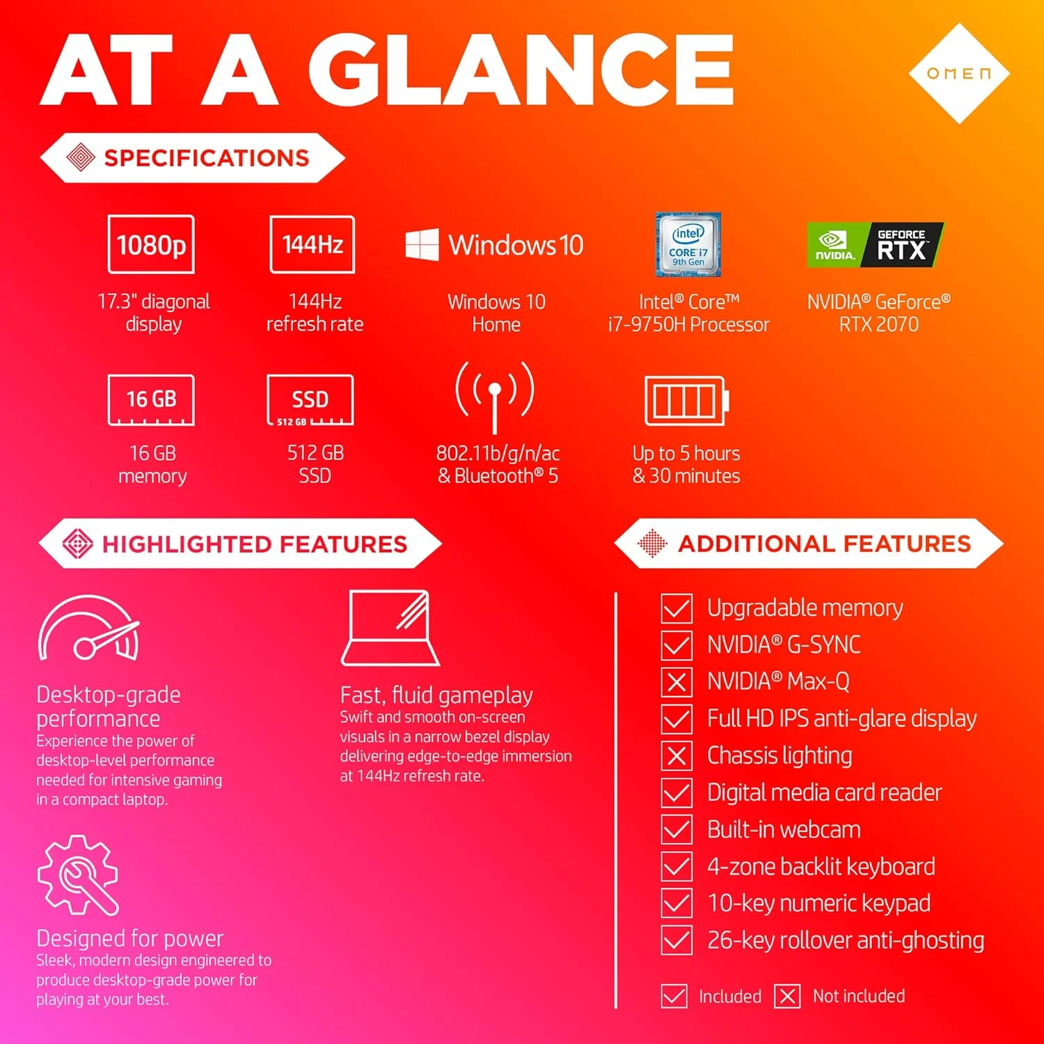 لپ تاپ گیمینگ 17 اینچی OMEN HP 2019، پردازنده Intel i7-9750H، کارت گرافیک NVIDIA GeForce RTX 2070 (8 گیگابایت)، 16 گیگابایت رم، 512 گیگابایت SSD، آماده واقعیت مجازی، ویندوز 10 هوم (17-cb0080nr، Shadow Black)