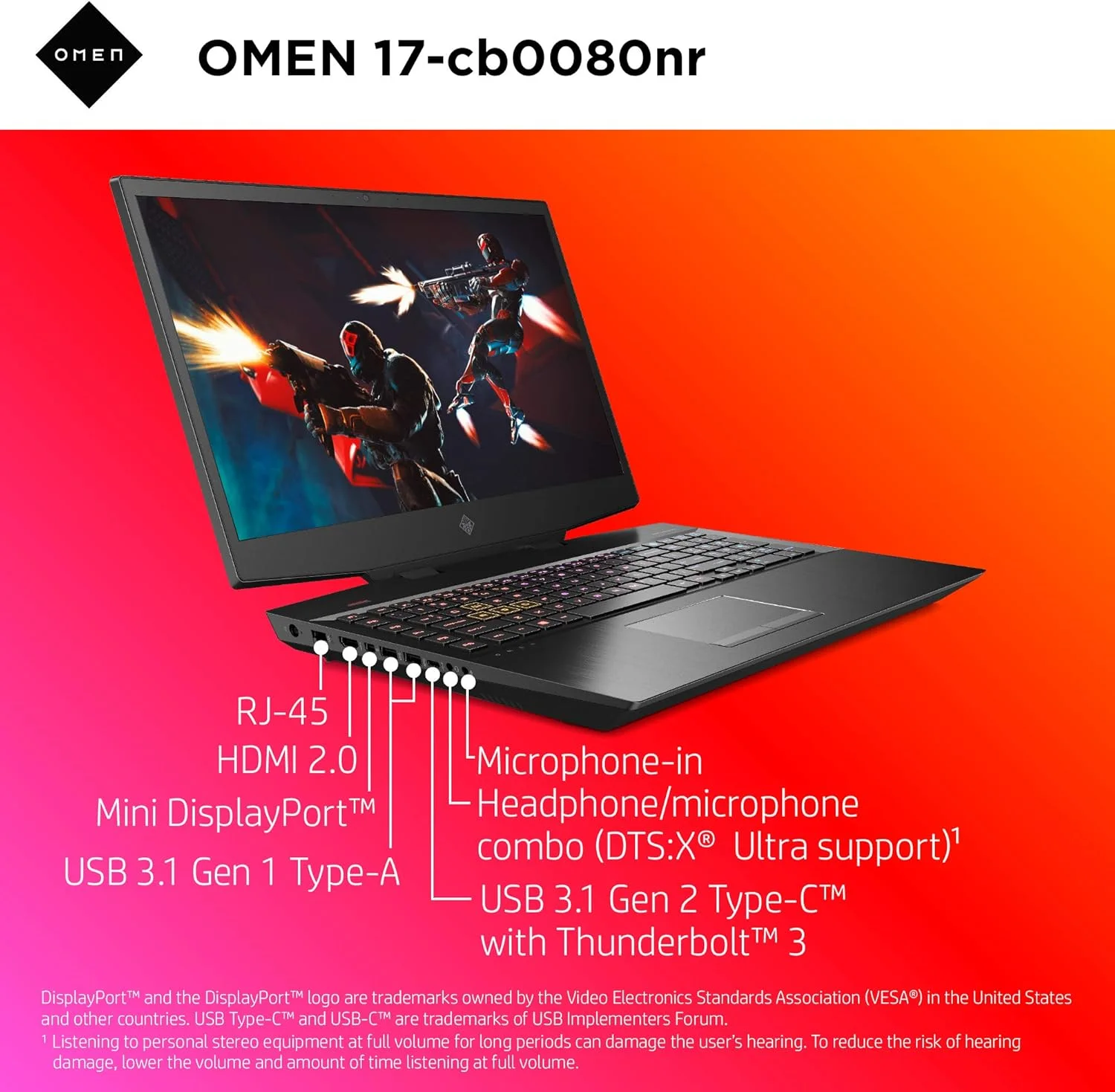 لپ تاپ گیمینگ 17 اینچی OMEN HP 2019، پردازنده Intel i7-9750H، کارت گرافیک NVIDIA GeForce RTX 2070 (8 گیگابایت)، 16 گیگابایت رم، 512 گیگابایت SSD، آماده واقعیت مجازی، ویندوز 10 هوم (17-cb0080nr، Shadow Black)