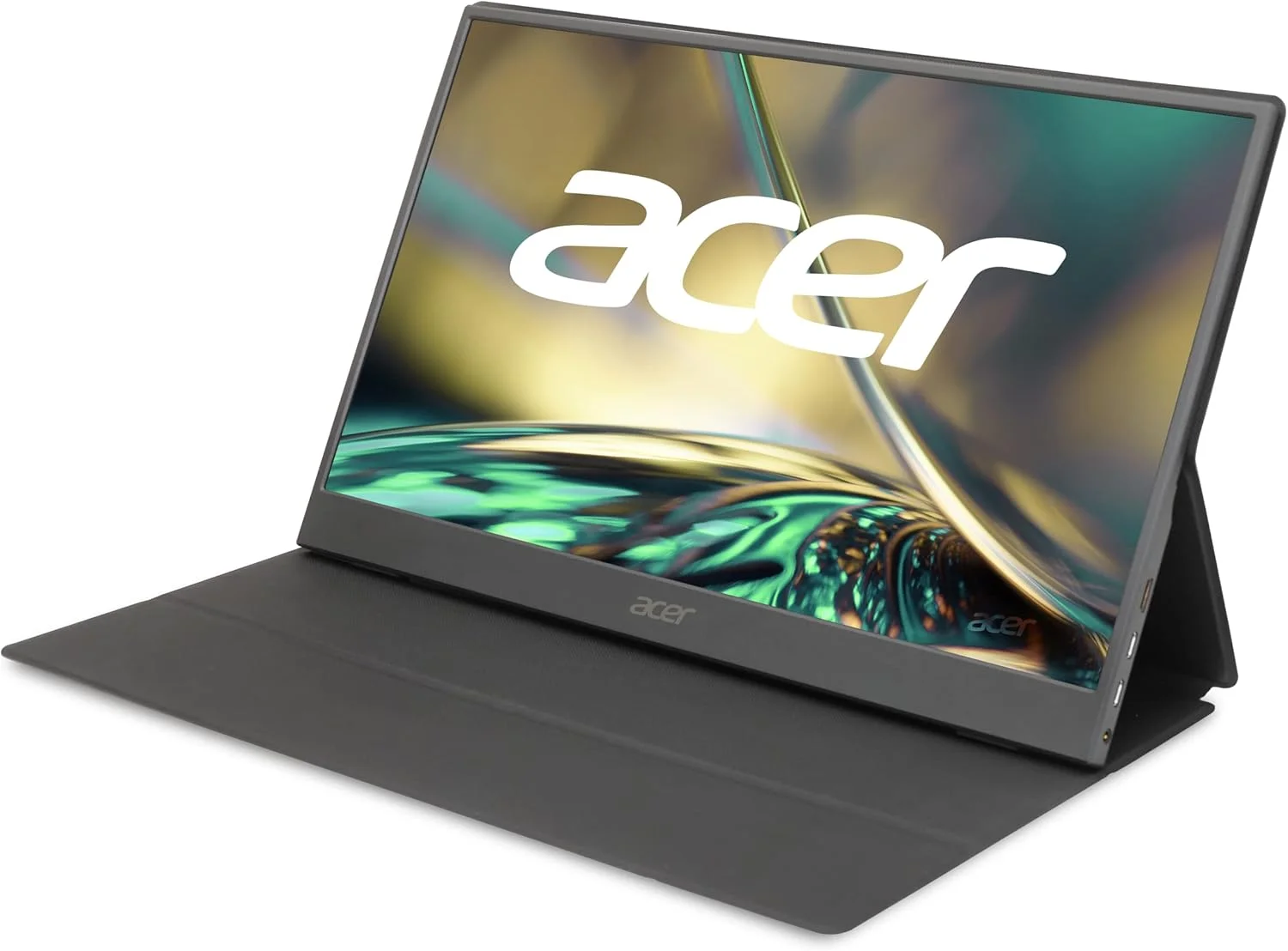 مانیتور قابل حمل ایسر مدل PM161Q Abmiuuzx با صفحه نمایش 15.6 اینچی Full HD 1920 x 1080 IPS، طراحی فوق العاده باریک، روکش ممتاز، مناسب برای لپ تاپ، کامپیوتر، مک، دارای 2 پورت USB 3.1 Type-C، 1 پورت Mini HDMI و Micro USB، رنگ مشکی