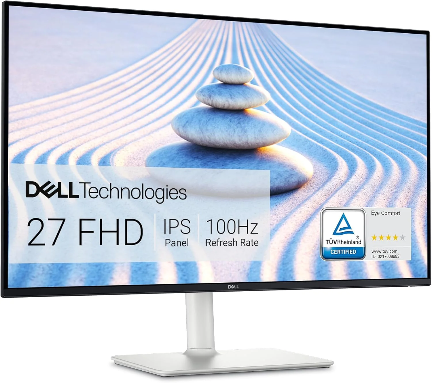 مانیتور 27 اینچی دل مدل S2725HS، نمایشگر FHD (1920x1080)، نرخ تازه‌سازی 100 هرتز، نسبت کنتراست 1500:1، دارای گواهی TÜV Rheinland Eye Comfort 4 Star، بلندگوی 2x5W یکپارچه، قابلیت تنظیم ارتفاع/شیب/چرخش/محور - رنگ سفید خاکستری