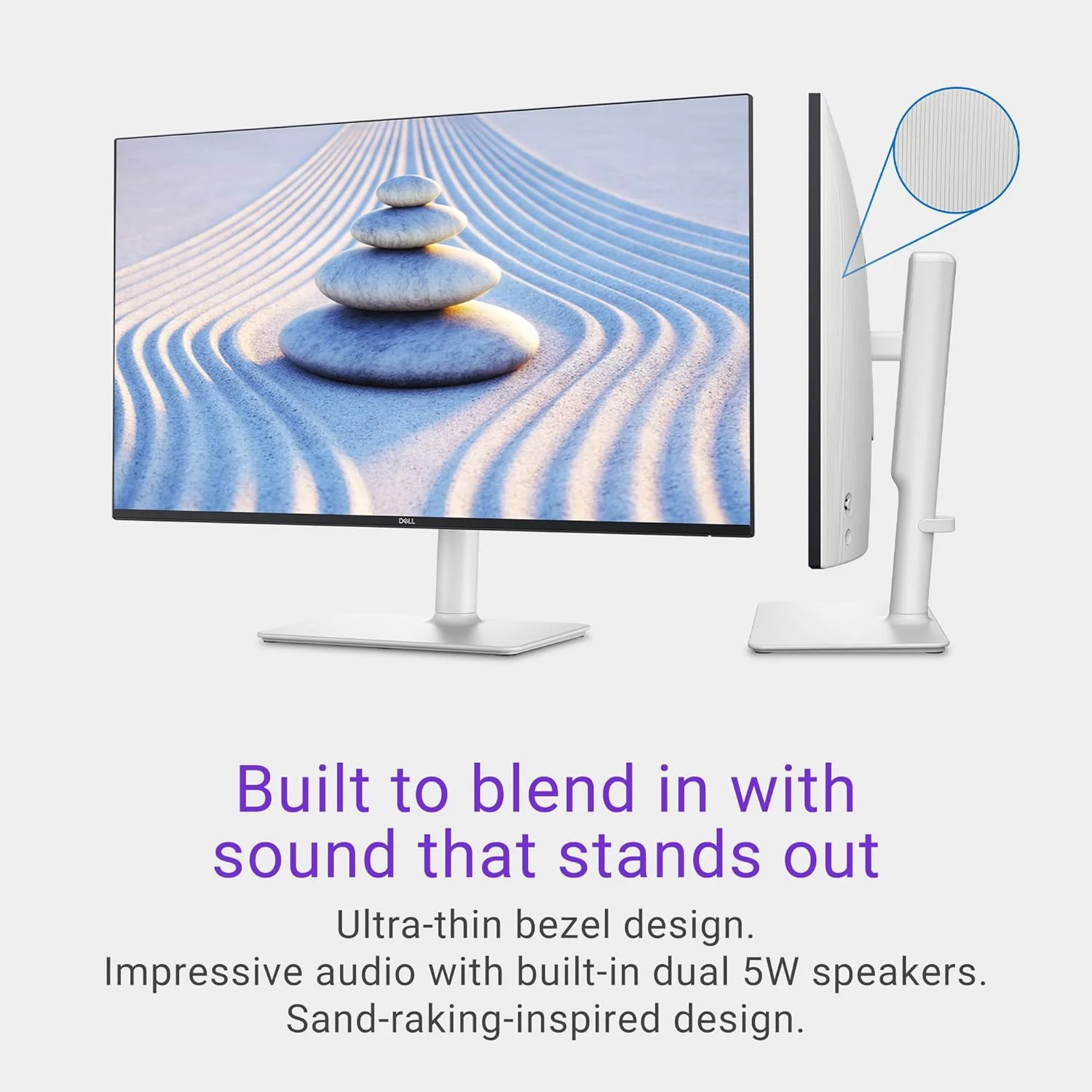 مانیتور 27 اینچی دل مدل S2725HS، نمایشگر FHD (1920x1080)، نرخ تازه‌سازی 100 هرتز، نسبت کنتراست 1500:1، دارای گواهی TÜV Rheinland Eye Comfort 4 Star، بلندگوی 2x5W یکپارچه، قابلیت تنظیم ارتفاع/شیب/چرخش/محور - رنگ سفید خاکستری