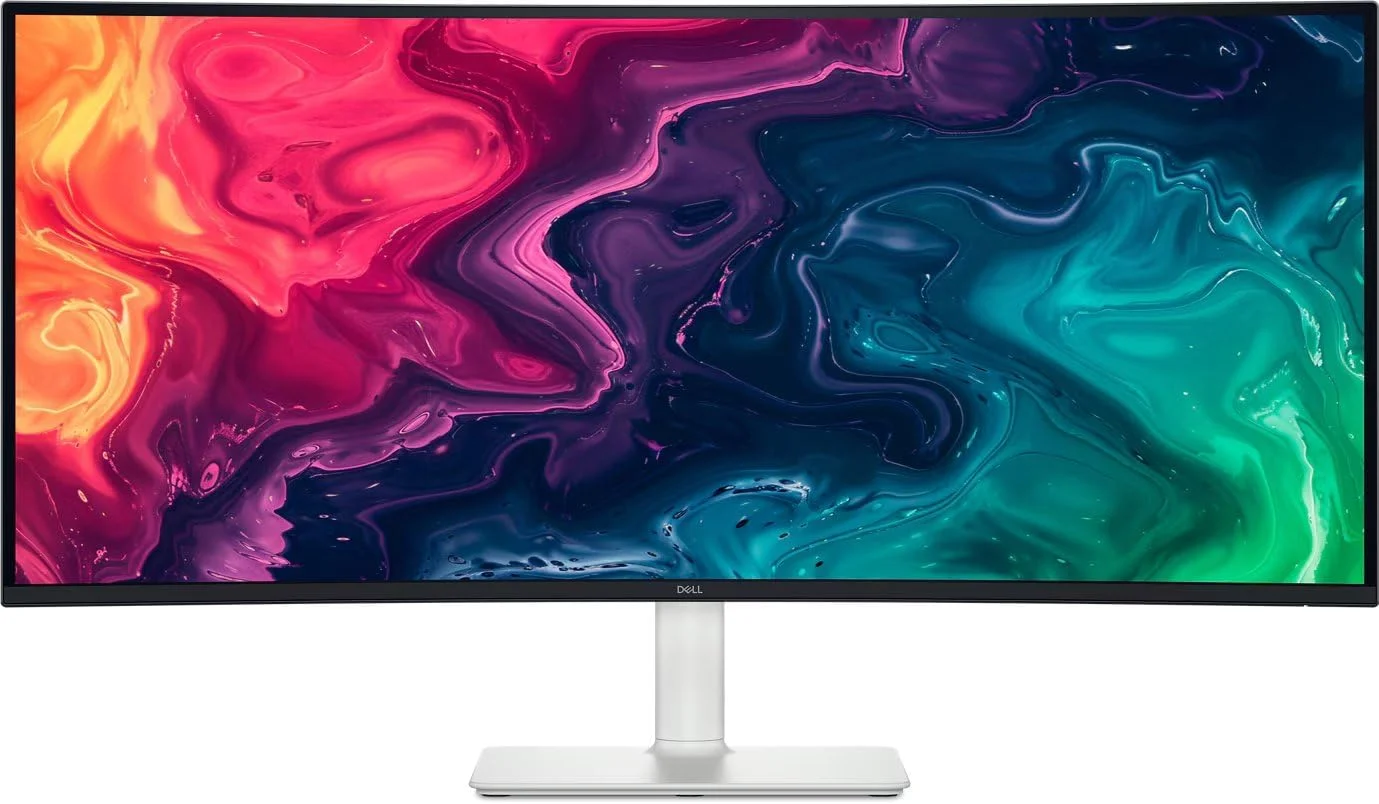 مانیتور 34 اینچی Dell Plus USB-C - S3425DW، WQHD (3440x1440)، خمیده 21:9، 120 هرتز، VA، 1 میلی‌ثانیه، AMD FreeSync Premium، HDR10، تنظیم ارتفاع، بلندگوهای داخلی، 2 USB-C، 2 HDMI، 3 سال گارانتی