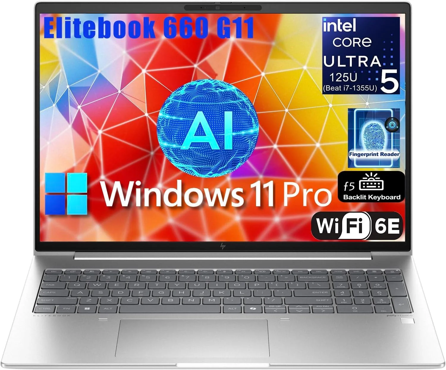 لپ تاپ تجاری HP Elitebook 660 G11، کامپیوتر 16 اینچی FHD+، پردازنده 12 هسته ای Intel Ultra 5 125U (بهتر از i7-1355U)، رم 16 گیگابایتی DDR5، حافظه SSD 512 گیگابایتی PCIe، WiFi 6E، صفحه کلید با نور پس زمینه، حسگر اثر انگشت، ویندوز 11 پرو، Befectoy