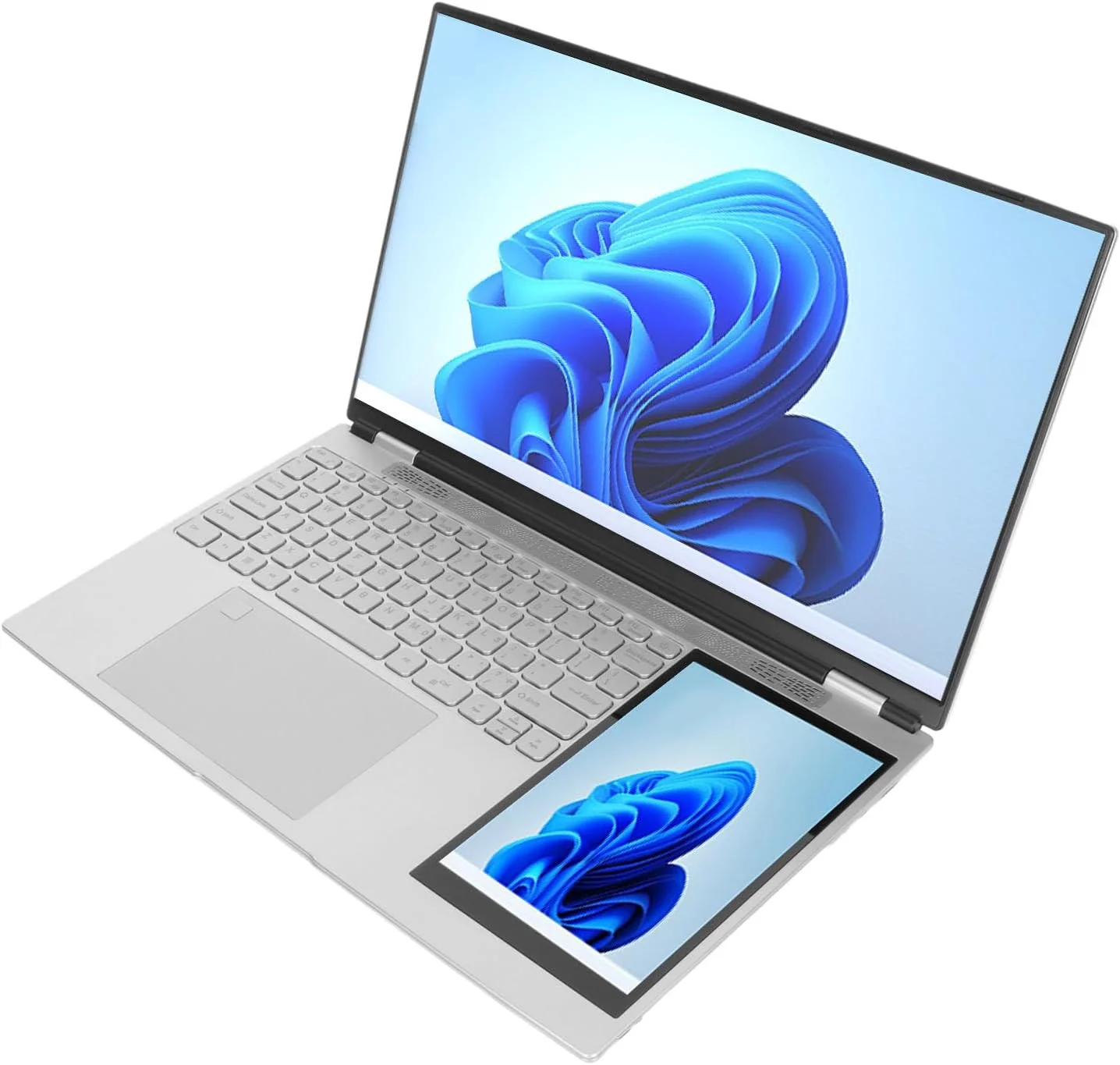 لپ تاپ دو صفحه نمایش 15.6 اینچی Luqeeg، 1920x1080 HD 16 گیگابایت، باز کردن قفل با اثر انگشت، پردازنده N5105، کامپیوتر لپ تاپ با قلم، پشتیبانی از سیستم عامل 10 و 11 (16 گیگابایت + 2 ترابایت)