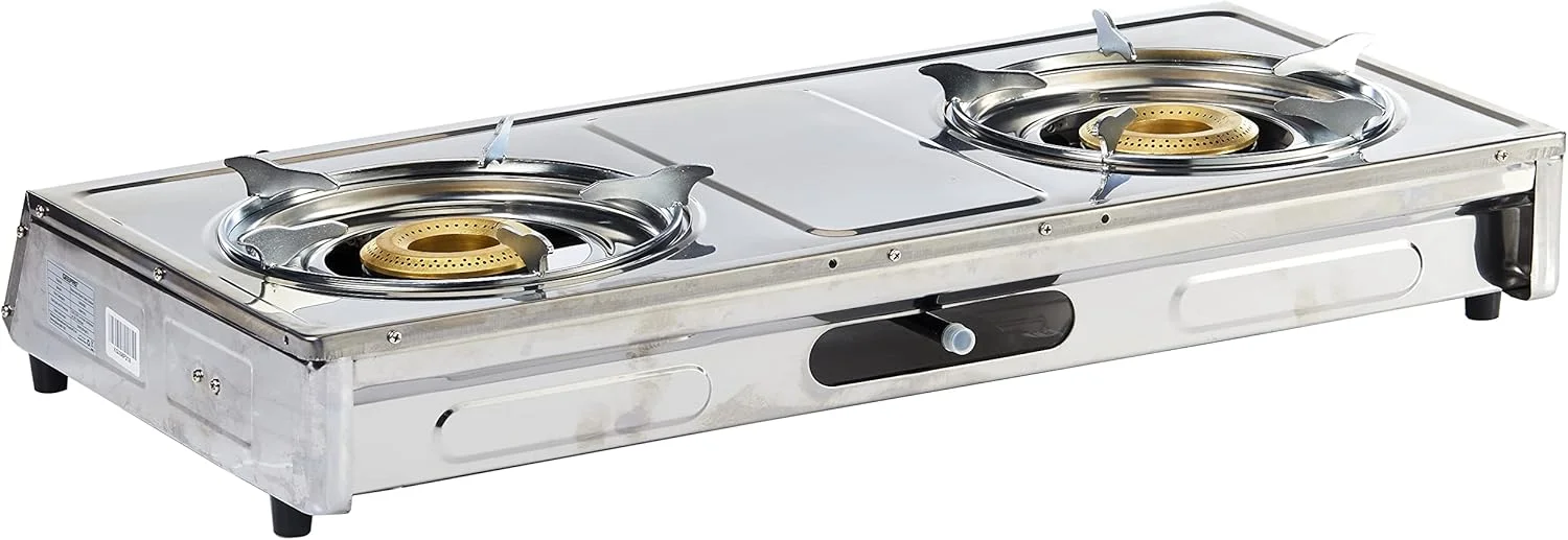 اجاق گاز دو شعله جیپاس - اجاق گاز استیل، جرقه زن اتوماتیک، گریل فضای باز، اجاق گاز کمپینگ | ایده آل برای استفاده در داخل و خارج از منزل