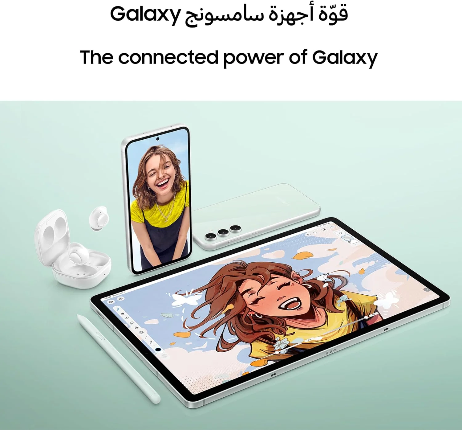گوشی هوشمند سامسونگ گلکسی S23 FE 5G، گوشی هوش مصنوعی، دو سیم کارت اندروید، 8 گیگابایت رم، 256 گیگابایت حافظه داخلی، نعنایی (نسخه امارات)