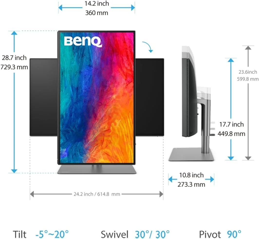 مانیتور بنکیو PD2725U تاندربولت 3 برای مک بوک 27 اینچ 4K UHD | پوشش 100% Rec.709 و sRGB، 95% P3 | IPS | DeltaE≤3 | Pantone | گزارش کالیبراسیون | ارگونومیک | USB-C (65W) | Daisy Chain، مشکی