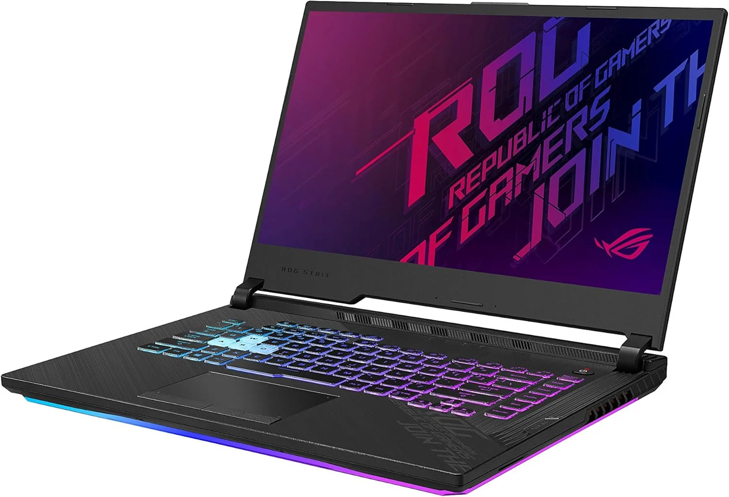 لپ تاپ گیمینگ ایسوس ROG Strix G15 (2020)، صفحه نمایش 15.6 اینچی 240 هرتز FHD IPS، کارت گرافیک NVIDIA GeForce RTX 2070، پردازنده Intel Core i7-10750H، رم 16 گیگابایتی DDR4، حافظه SSD NVMe PCIe 1 ترابایتی، کیبورد RGB، ویندوز 10، مشکی، G512LW-ES76