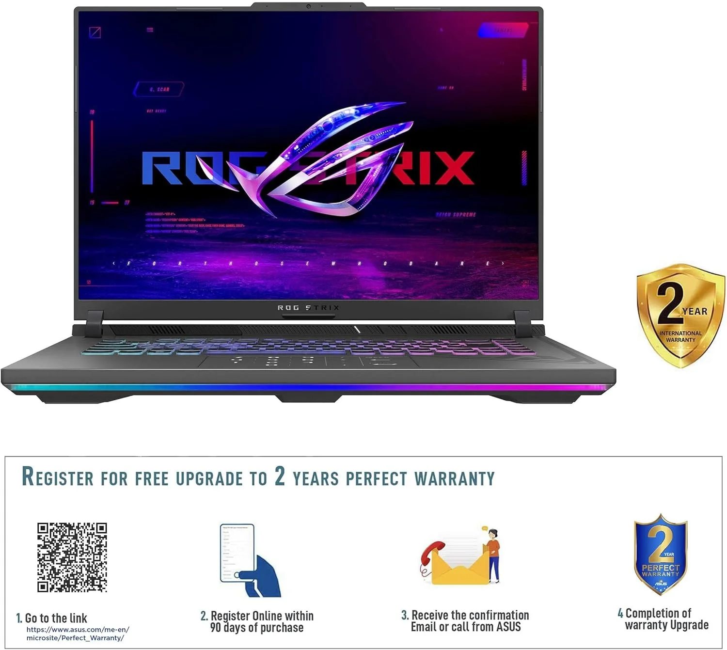 لپ تاپ گیمینگ ایسوس ROG Strix G16 G614JV-N4071W خاکستری Eclipse، پردازنده i7-13650HX، رم 16 گیگابایت، حافظه SSD 1 ترابایت PCIE 4.0، کارت گرافیک NV RTX4060 با 8 گیگابایت VRAM، ویندوز 11 هوم، صفحه نمایش 16 اینچی QHD (2560 x 1600) 240 هرتز، وب کم HD، کیبورد با نور پس زمینه RGB انگلیسی-عربی
