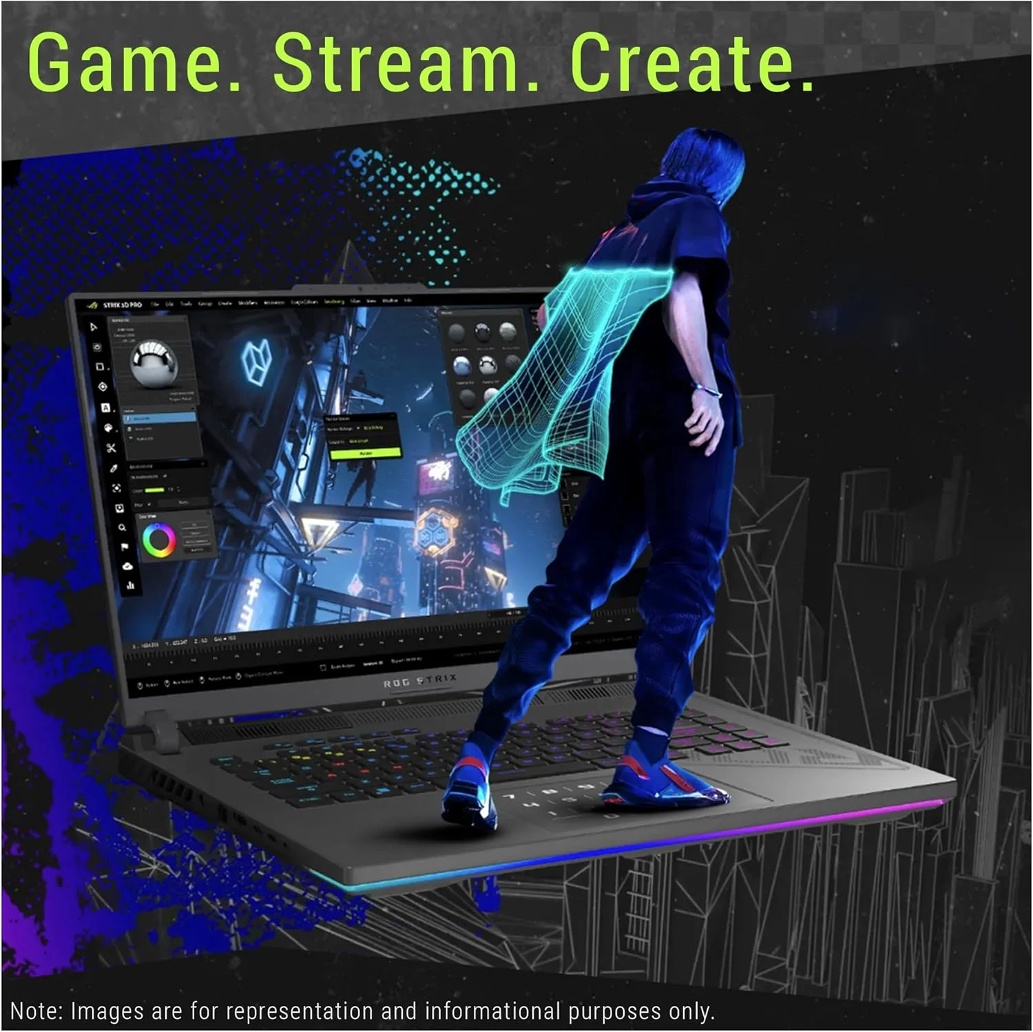 لپ تاپ گیمینگ ایسوس ROG Strix G16، AMD Ryzen 9-9955HX، رم 64 گیگابایتی DDR5، SSD 2 ترابایتی PCIe، نمایشگر 16 اینچی 2.5K (2560x1600)، Nvidia G-Force RTX 5070Ti، کیبورد Chiclet با نور پس زمینه RGB، ویندوز 11 پرو، خاکستری Eclipse