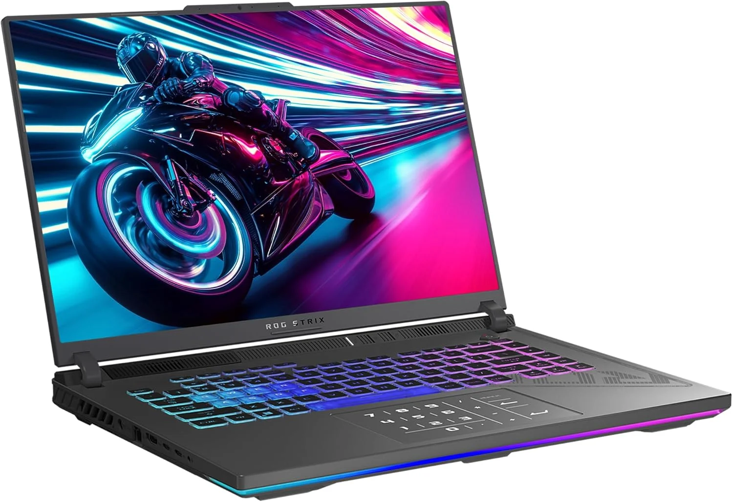 لپ تاپ گیمینگ ایسوس ROG Strix G16، AMD Ryzen 9-9955HX، رم 64 گیگابایتی DDR5، SSD 2 ترابایتی PCIe، نمایشگر 16 اینچی 2.5K (2560x1600)، Nvidia G-Force RTX 5070Ti، کیبورد Chiclet با نور پس زمینه RGB، ویندوز 11 پرو، خاکستری Eclipse