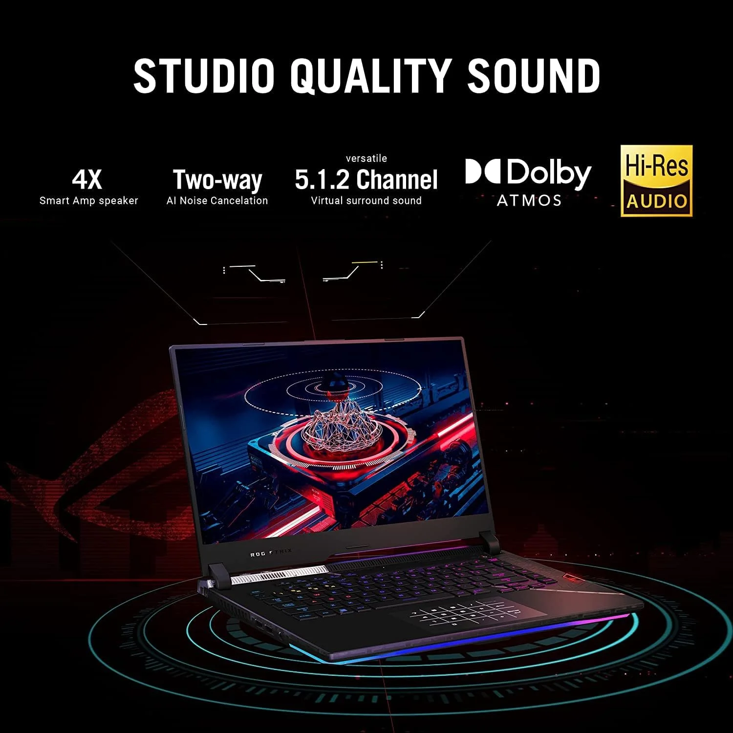 لپ تاپ گیمینگ ایسوس ROG Strix G15، صفحه نمایش 15.6 اینچی 300 هرتز IPS FHD، پردازنده Intel Core i9-12900H، رم 16 گیگابایتی DDR5، حافظه SSD NVMe 1 ترابایتی، کارت گرافیک NVIDIA GeForce RTX 3070 Ti، کیبورد QWERTY با نور پس زمینه RGB برای هر کلید، ویندوز 11 هوم
