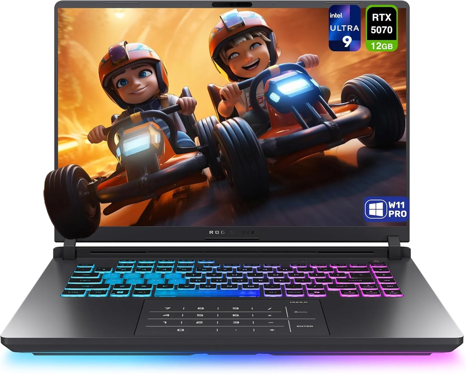 لپ تاپ گیمینگ ایسوس ROG Strix G16، پردازنده Intel Ultra 9-275HX، رم 64 گیگابایت DDR5، حافظه SSD 2 ترابایت PCIe، نمایشگر 16 اینچی 2.5K (2560x1600) 240 هرتز Nebula، کارت گرافیک Nvidia G-Force RTX 5070، کیبورد با نور پس زمینه RGB، ویندوز 11 پرو، خاکستری Eclipse