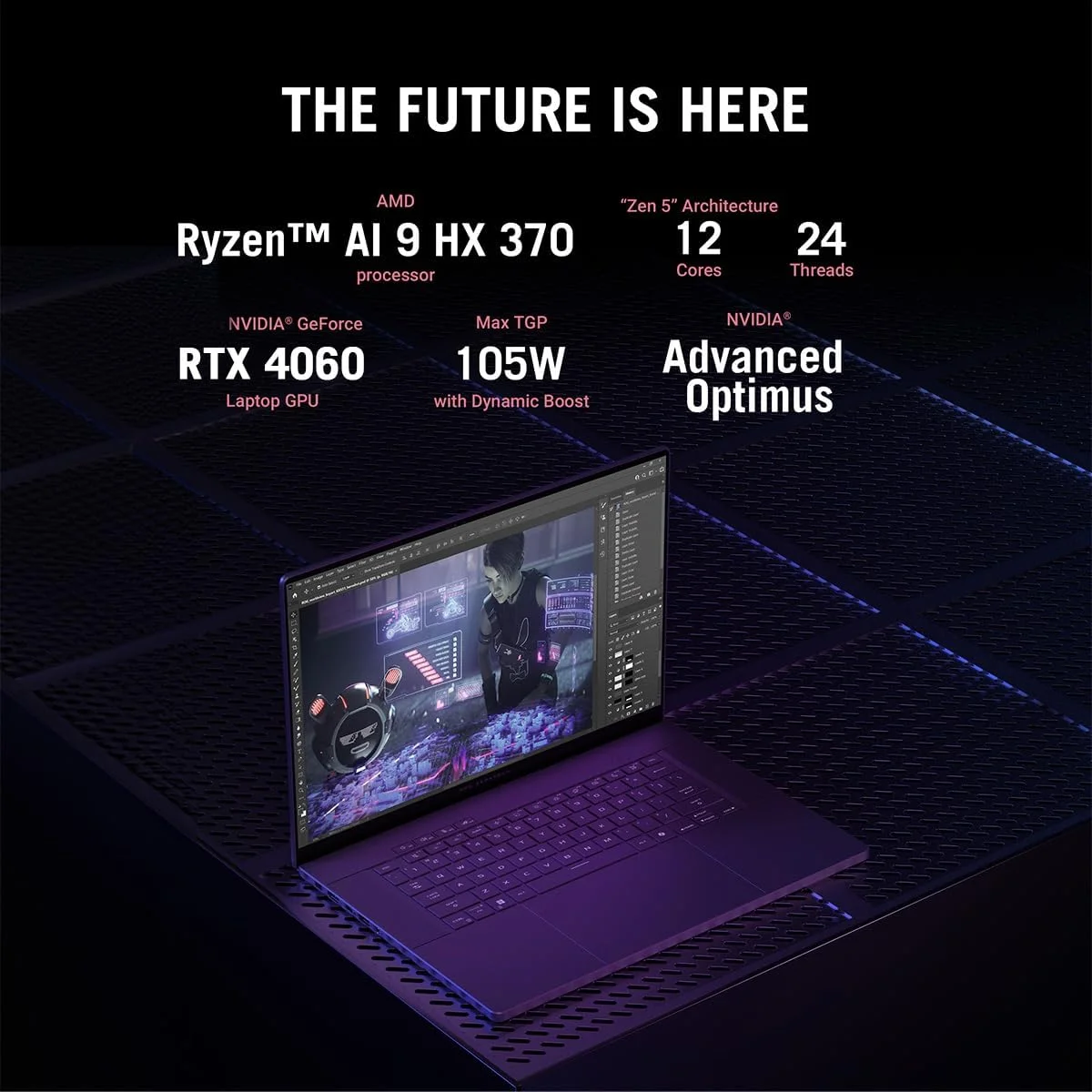 لپ تاپ گیمینگ هوش مصنوعی ASUS ROG Zephyrus G16 GA605WV-AI-OLED9132G، پردازنده AMD Ryzen AI R9-HX 370/32GB RAM/1TB SSD/کارت گرافیک NVIDIA GeForce RTX 4060 8GB DDR6/صفحه نمایش 16 اینچی OLED 2.5K 240Hz/ویندوز 11 به همراه کلید Copilot - خاکستری کسوفی