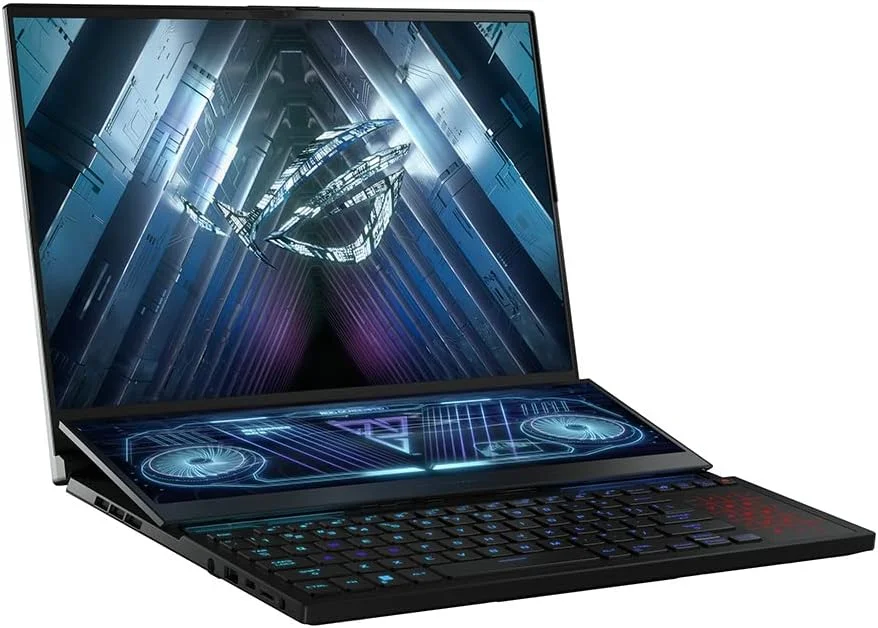 لپ تاپ گیمینگ دو صفحه نمایش 16 اینچی ایسوس ROG Zephyrus Duo GX650RX-LO010W (AMD Ryzen™ 9 6900HX، NVIDIA® GeForce RTX™ 3080 Ti، 32 گیگابایت رم، 2 ترابایت SSD، ویندوز 11)، مشکی لپ تاپ گیمینگ دو صفحه نمایش 16 اینچی ایسوس ROG Zephyrus Duo GX650RX-LO010W (AMD Ryzen™ 9 6900HX، NVIDIA® GeForce RTX™ 3080 Ti، 32 گیگابایت رم، 2 ترابایت SSD، ویندوز 11)، مشکی
