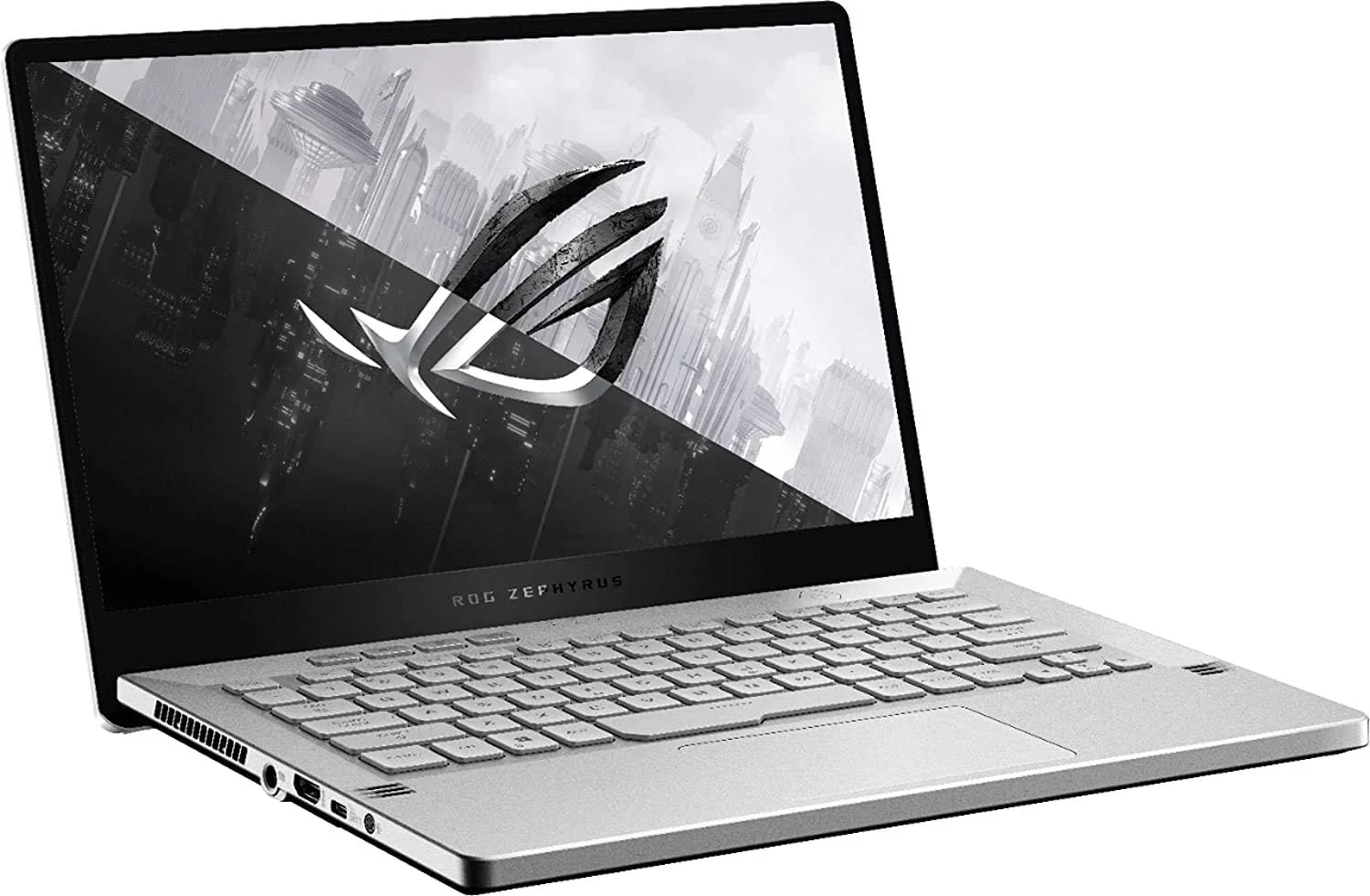 لپ تاپ گیمینگ فوق باریک 14 اینچی ایسوس - ROG Zephyrus G14 - AMD Ryzen 9 4900HS NVIDIA GeForce RTX 2060 Max-Q 32GB DDR4 RAM, 1024GB PCIE SSD, 0TB HDD، کیبورد با نور پس زمینه، ویندوز 10 هوم سفید مهتابی