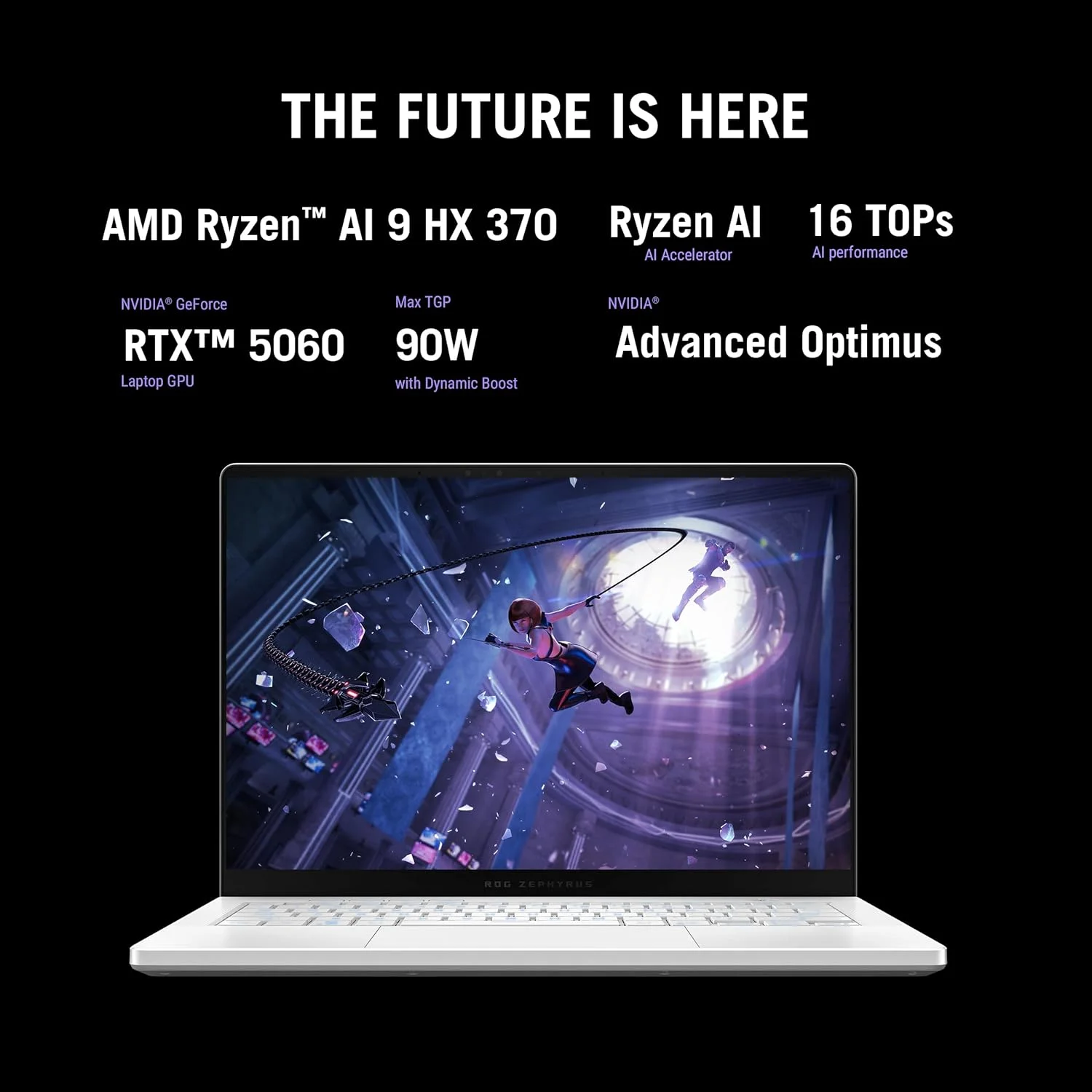 لپ تاپ گیمینگ ایسوس ROG Zephyrus G14، پردازنده AMD Ryzen AI 9 HX 370، کارت گرافیک NVIDIA RTX 5060 8GB، رم 32 گیگابایت، SSD 1 ترابایت، صفحه نمایش 14.0 اینچی 3K OLED 120 هرتز، ویندوز 11، سفید پلاتینی [GA403WM-AI-OLED-321W]