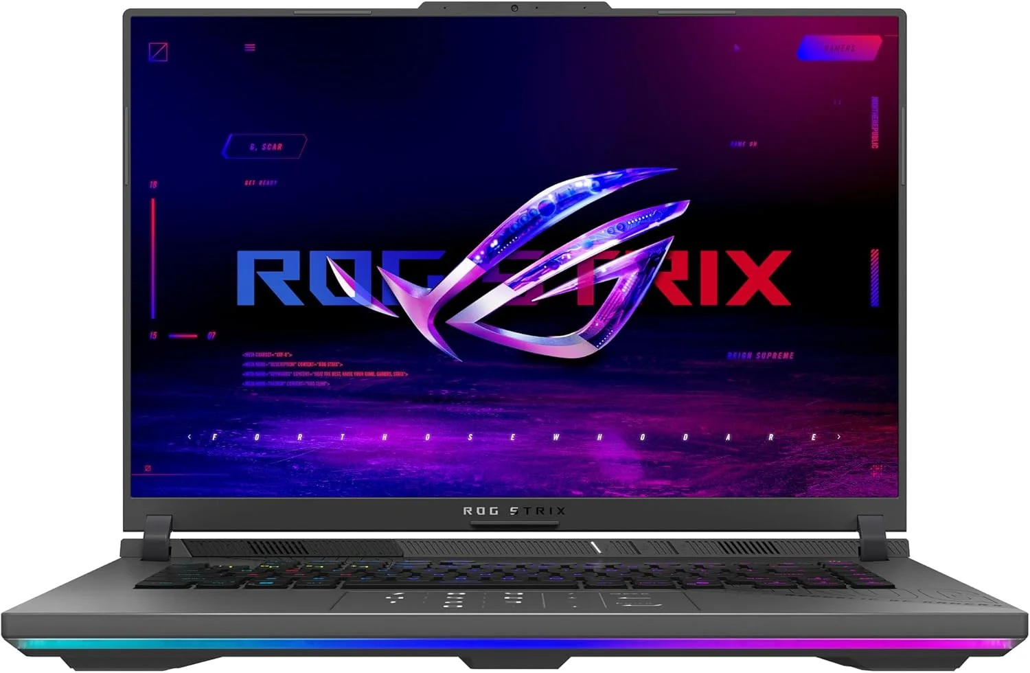 لپ تاپ گیمینگ 16 اینچی Asus ROG Strix G16 ROG Nebula با رزولوشن 2.5K و نرخ 240 هرتز و زمان پاسخگویی 3 میلی ثانیه، پردازنده AMD Ryzen 9 9955HX، رم 32 گیگابایتی، حافظه SSD 1 ترابایتی و کارت گرافیک NVIDIA GeForce RTX 5070Ti، رنگ خاکستری Eclipse