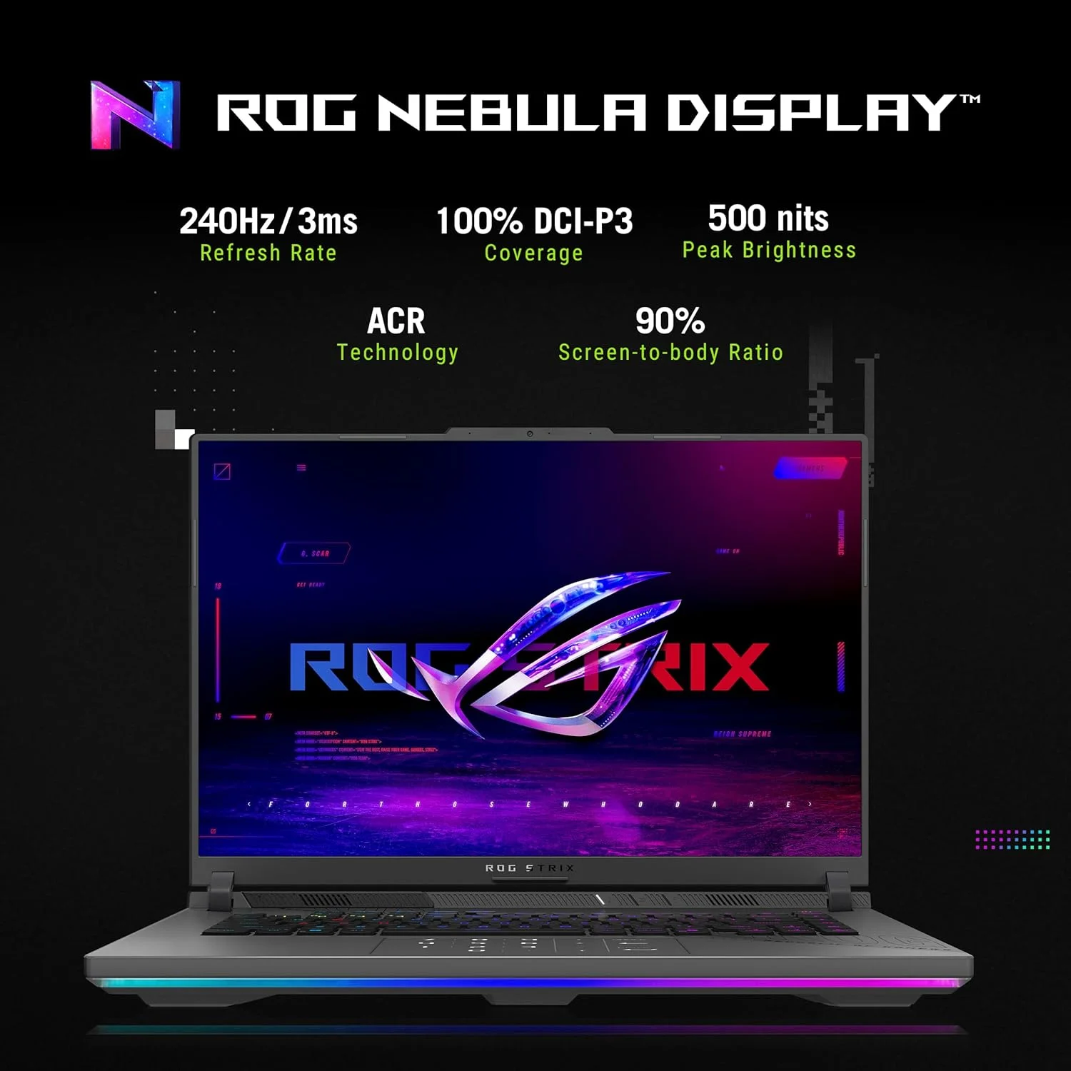 لپ تاپ گیمینگ 16 اینچی Asus ROG Strix G16 ROG Nebula با رزولوشن 2.5K و نرخ 240 هرتز و زمان پاسخگویی 3 میلی ثانیه، پردازنده AMD Ryzen 9 9955HX، رم 32 گیگابایتی، حافظه SSD 1 ترابایتی و کارت گرافیک NVIDIA GeForce RTX 5070Ti، رنگ خاکستری Eclipse