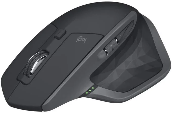 موس بی سیم لاجیتک MX Master 2S، چند دستگاهی، بلوتوث یا بی سیم 2.4 گیگاهرتز با گیرنده USB Unifying، ردیابی 4000 DPI روی هر سطحی، 7 دکمه، شارژ سریع، لپ تاپ/PC/Mac/iPad OS - مشکی