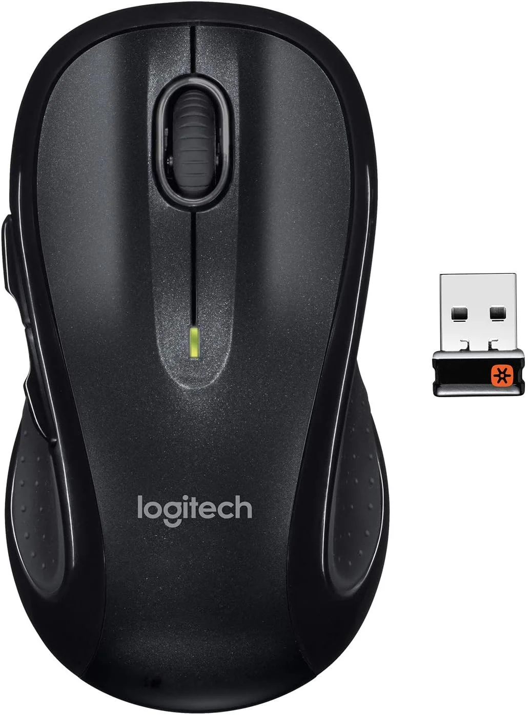 موس کامپیوتر بی سیم لاجیتک M510 - طراحی راحت با گیرنده USB Unifying، دارای دکمه های عقب/جلو و پیمایش جانبی، خاکستری تیره
