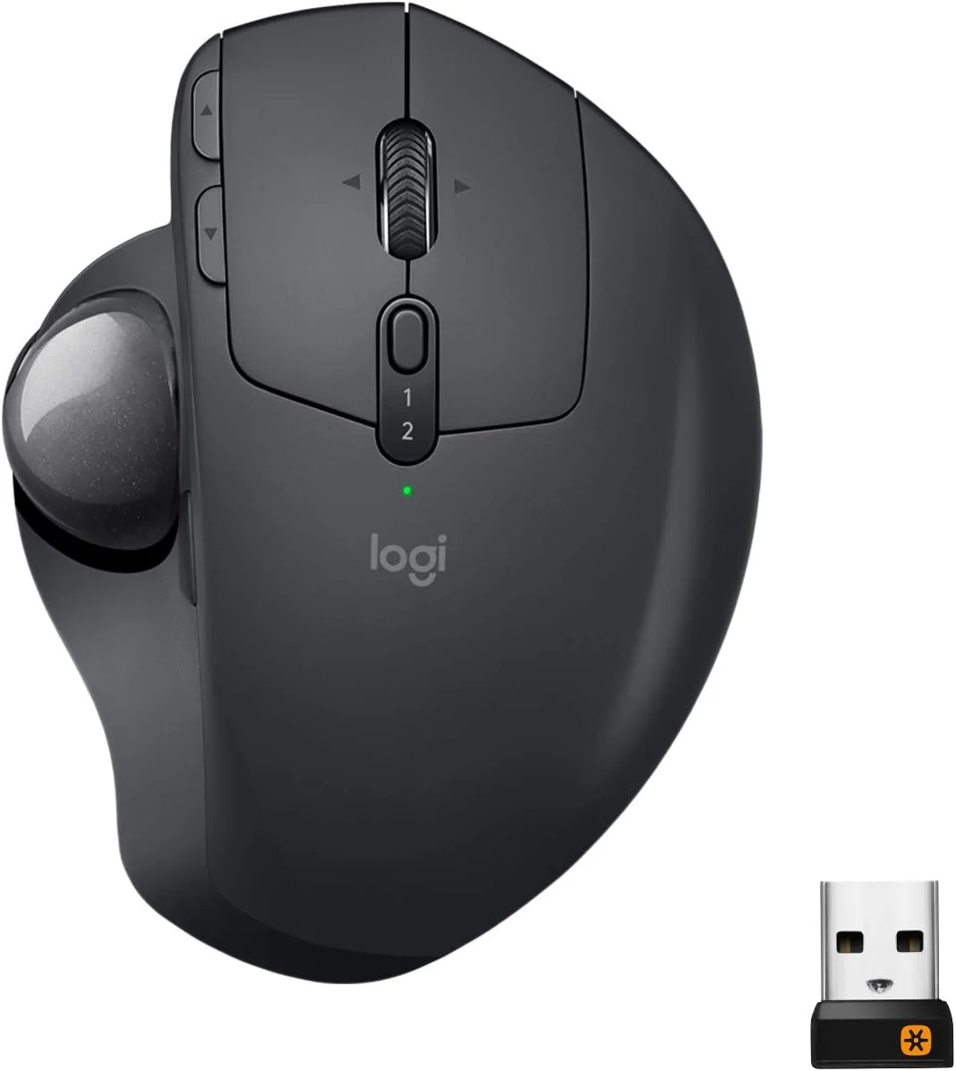 ماوس ترک بال بی سیم Logitech MX Ergo، طراحی ارگونومیک، انتقال محتوا بین 2 ویندوز و کامپیوتر اپل مک (بلوتوث یا USB)، قابل شارژ - با اشتراک رایگان Adobe Creative Cloud
