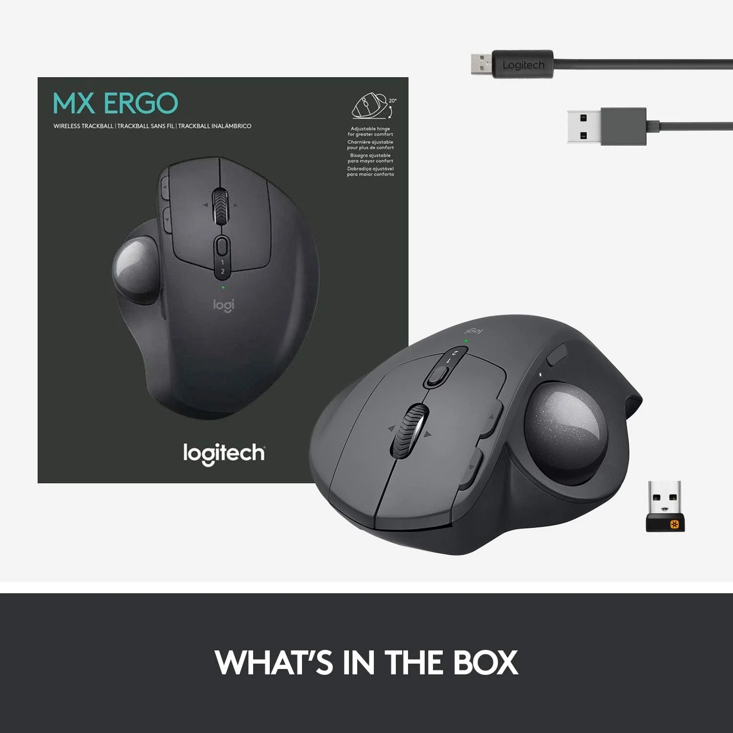 ماوس ترک بال بی سیم Logitech MX Ergo، طراحی ارگونومیک، انتقال محتوا بین 2 ویندوز و کامپیوتر اپل مک (بلوتوث یا USB)، قابل شارژ - با اشتراک رایگان Adobe Creative Cloud ماوس ترک بال بی سیم Logitech MX Ergo، طراحی ارگونومیک، انتقال محتوا بین 2 ویندوز و کامپیوتر اپل مک (بلوتوث یا USB)، قابل شارژ - با اشتراک رایگان Adobe Creative Cloud