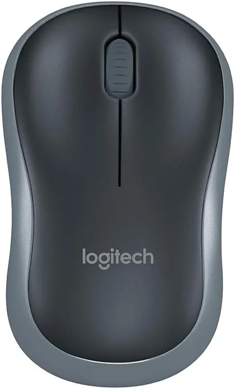موس بی سیم وای فای لاجیتک M185، موس کامپیوتر موبایل ارگونومیک و بی صدا با گیرنده 2.4G - خاکستری