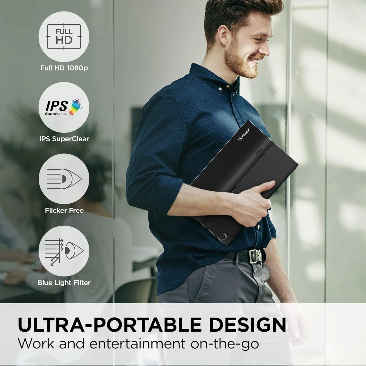 مانیتور قابل حمل ویوسونیک VA1655-3، 16 اینچ، FHD (Full HD)، 60 هرتز، 7 میلیثانیه، Mini HDMI: USB 3.2 Type C با حالت DisplayPort Alt مانیتور قابل حمل ویوسونیک VA1655-3، 16 اینچ، FHD (Full HD)، 60 هرتز، 7 میلیثانیه، Mini HDMI: USB 3.2 Type C با حالت DisplayPort Alt