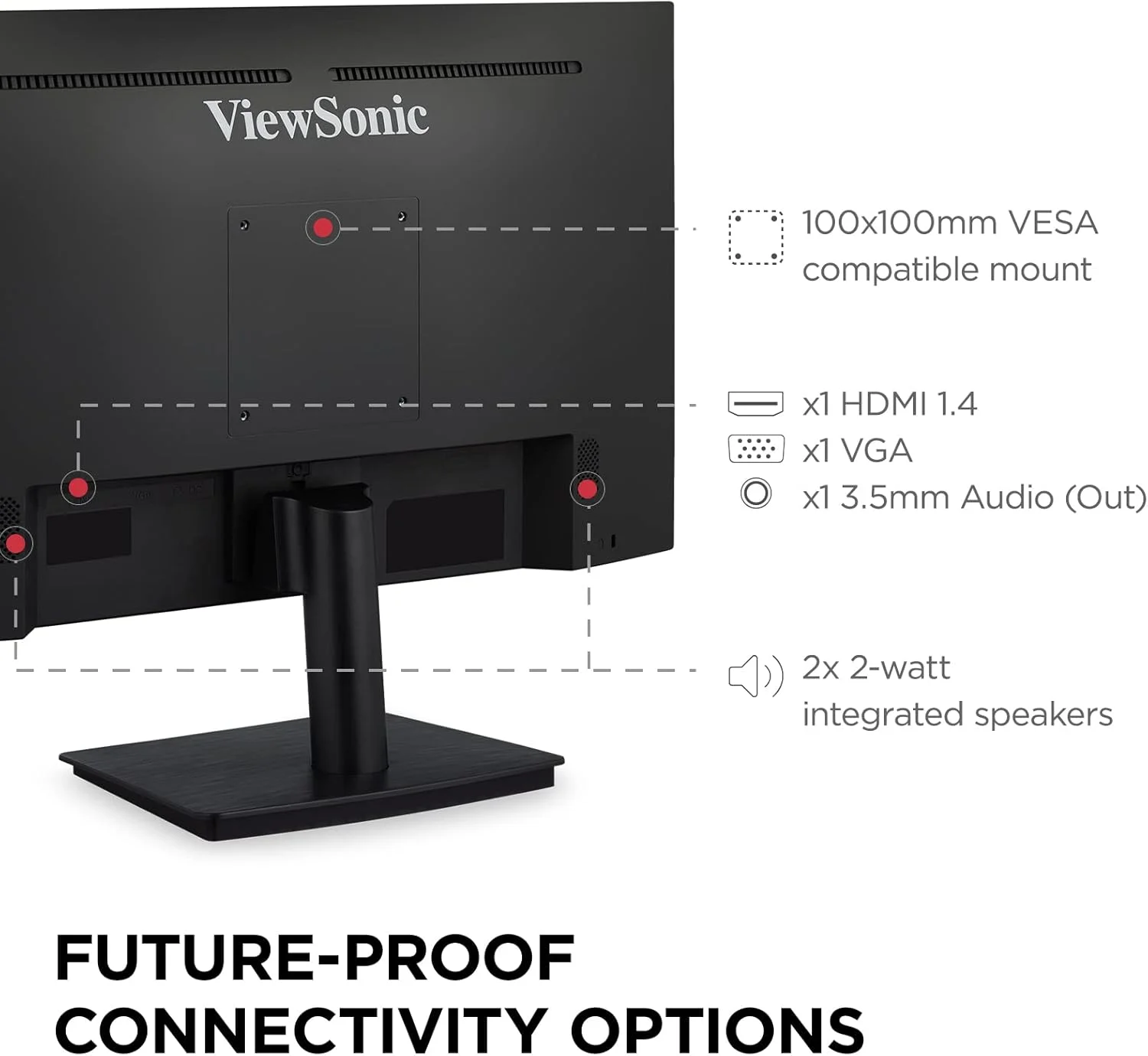 مانیتور 24 اینچی ویوسونیک VA2409M پنل IPS با رزولوشن 1080p، Adaptive Sync، حاشیه های باریک، HDMI، VGA و فناوری محافظت از چشم، مشکی