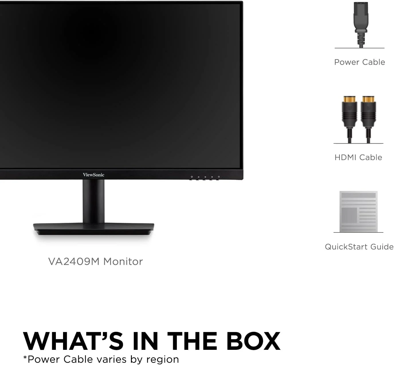 مانیتور 24 اینچی ویوسونیک VA2409M پنل IPS با رزولوشن 1080p، Adaptive Sync، حاشیه های باریک، HDMI، VGA و فناوری محافظت از چشم، مشکی