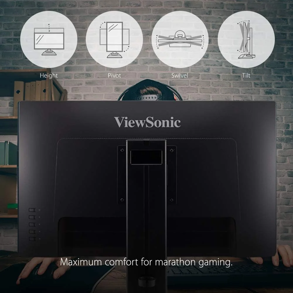 مانیتور گیمینگ 24 اینچی Viewsonic Xg2405 با رزولوشن 1080P، زمان پاسخگویی 1 میلی‌ثانیه، نرخ تازه‌سازی 144 هرتز و پنل IPS بدون حاشیه، مشکی