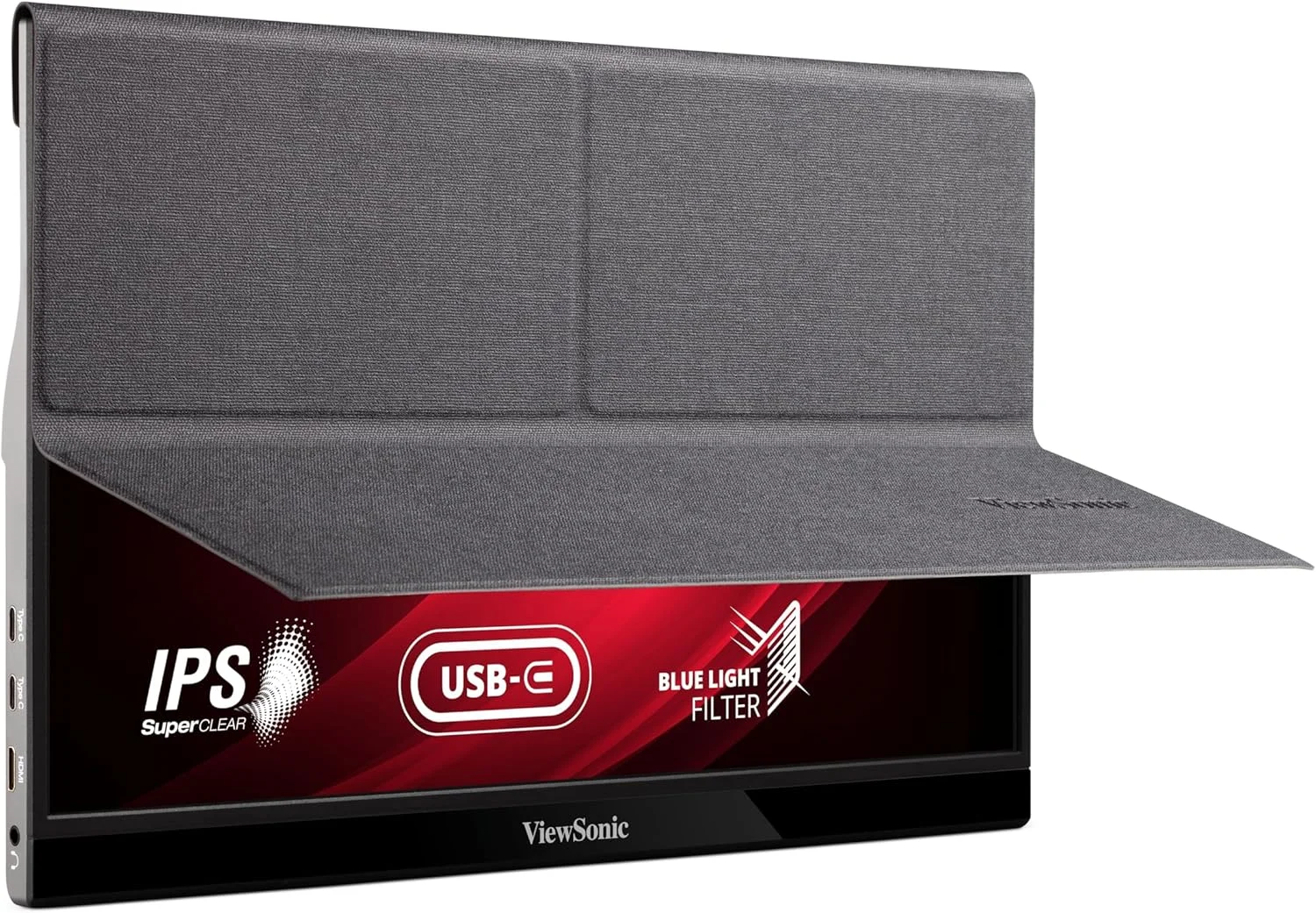 مانیتور قابل حمل 16 اینچی ویوسونیک VG1655، FHD (Full HD)، 60 هرتز، 6.5 میلی‌ثانیه، تنظیمات نمایشگر انعطاف‌پذیر - کار در هر زاویه، راه حل تک کابلی USB-C 60 واتی برای انتقال چندرسانه‌ای و شارژ برق